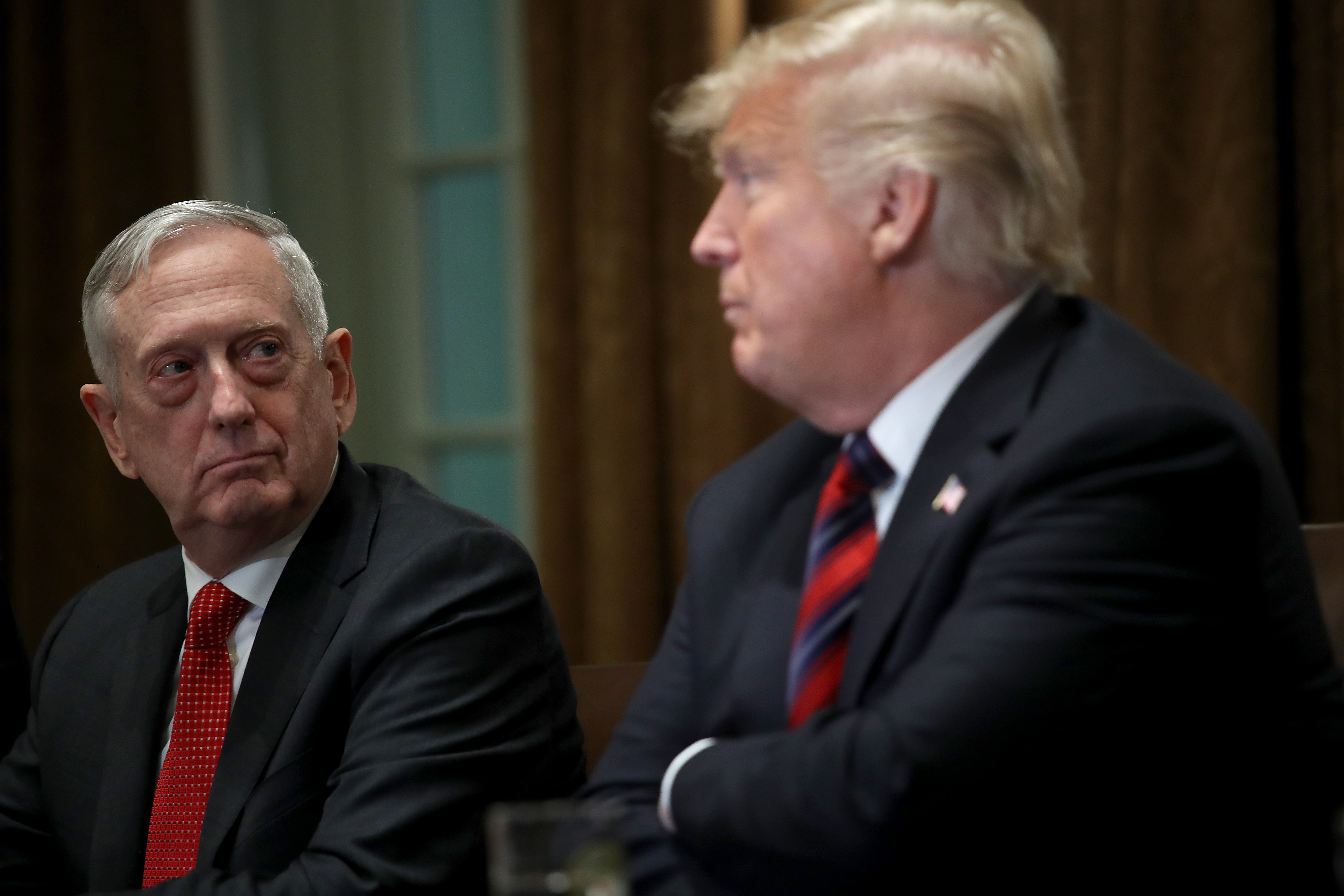 Jim Mattis (left) and Donald Trump (right) at a 2018 press conference. Mr Mattis reportedly thought of Mr Trump as a ‘madman,’ a new book reveals