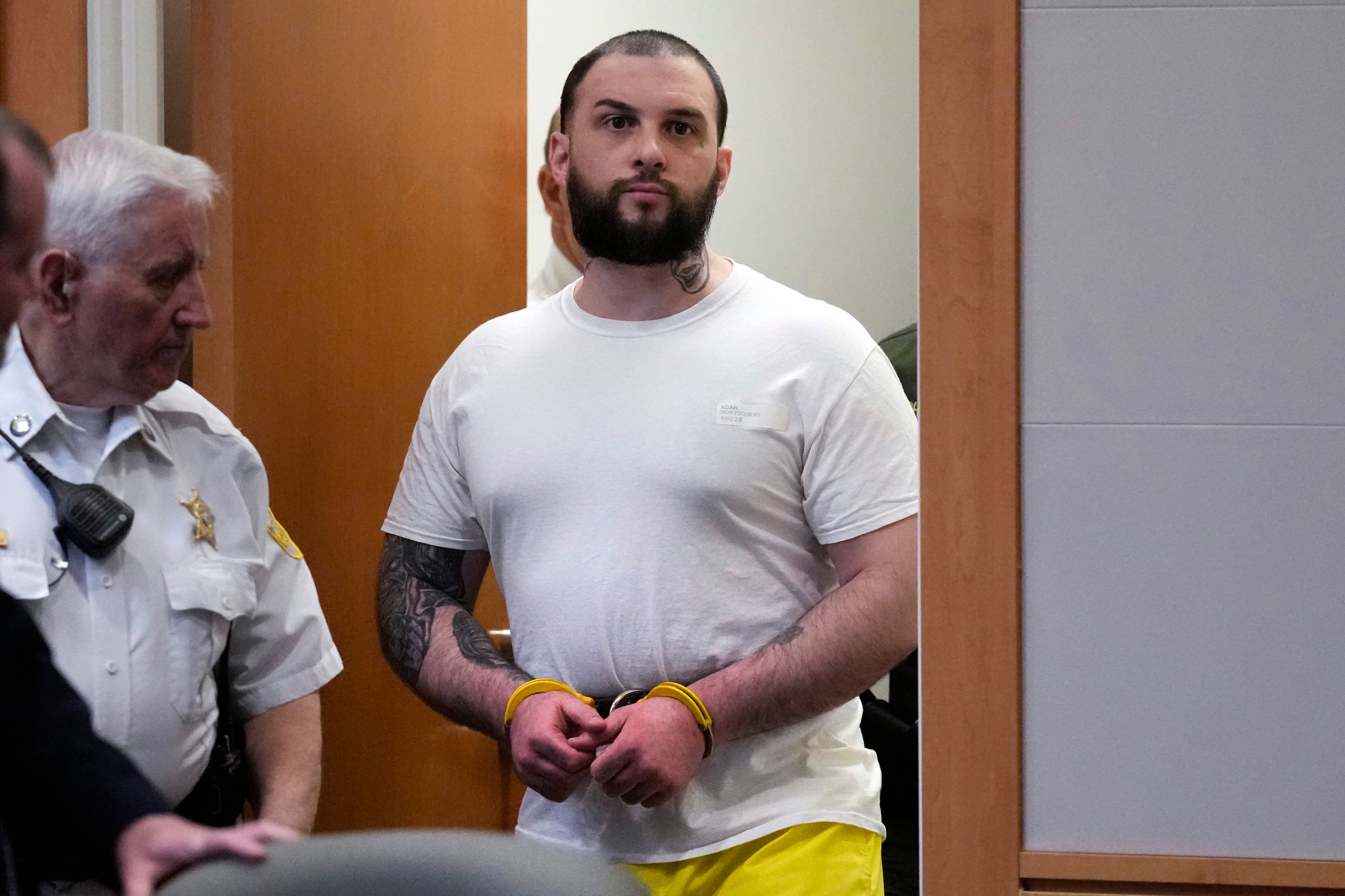 Adam Montgomery at his sentencing hearing at Hillsborough Superior Court on May 9, 2024, in Manchester N.H. He was found guilty of second-degree murder earlier in the year in the death of his 5-year-old daughter, Harmony