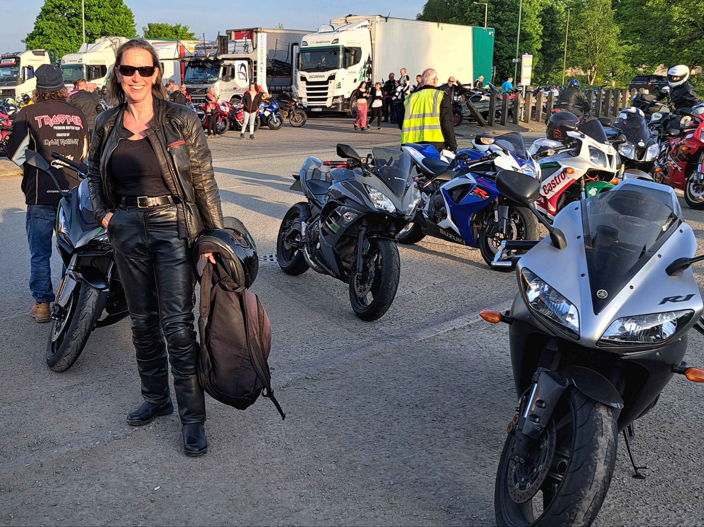 At the weight of the previous sky, and the roads / Were washed clean and now dry for a Thursday night, / When bikers meet weekly to be among motorbikes