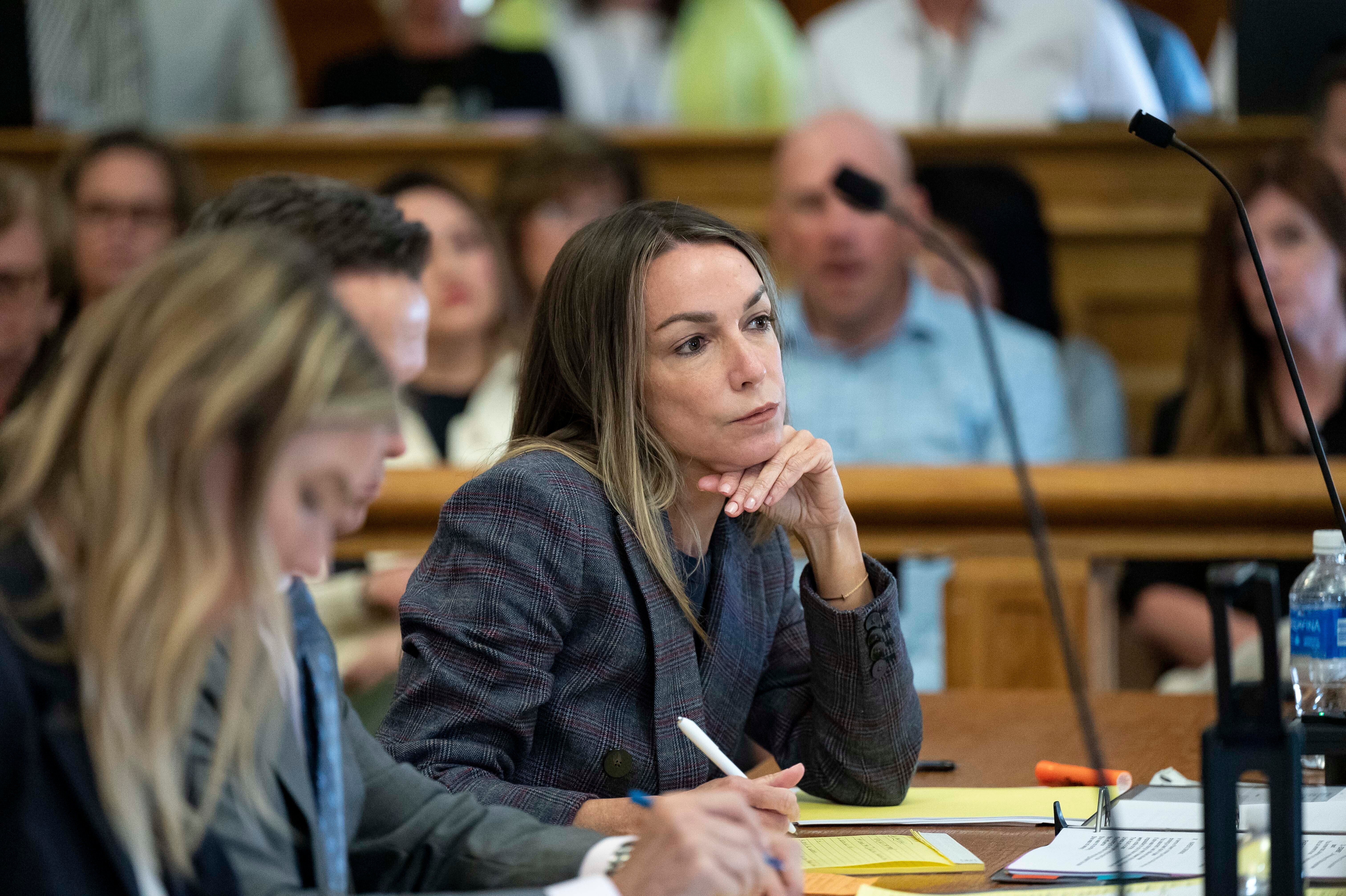 Defendant Karen Read sits at the defense table during her trial, Thursday, May 9, 2024, at Norfolk Superior Court in Dedham Mass. Read, 44, is accused of running into her Boston police officer boyfriend with her SUV in the middle of a nor'easter and leaving him for dead after a night of heavy drinking. (David McGlynn/New York Post via AP, Pool)