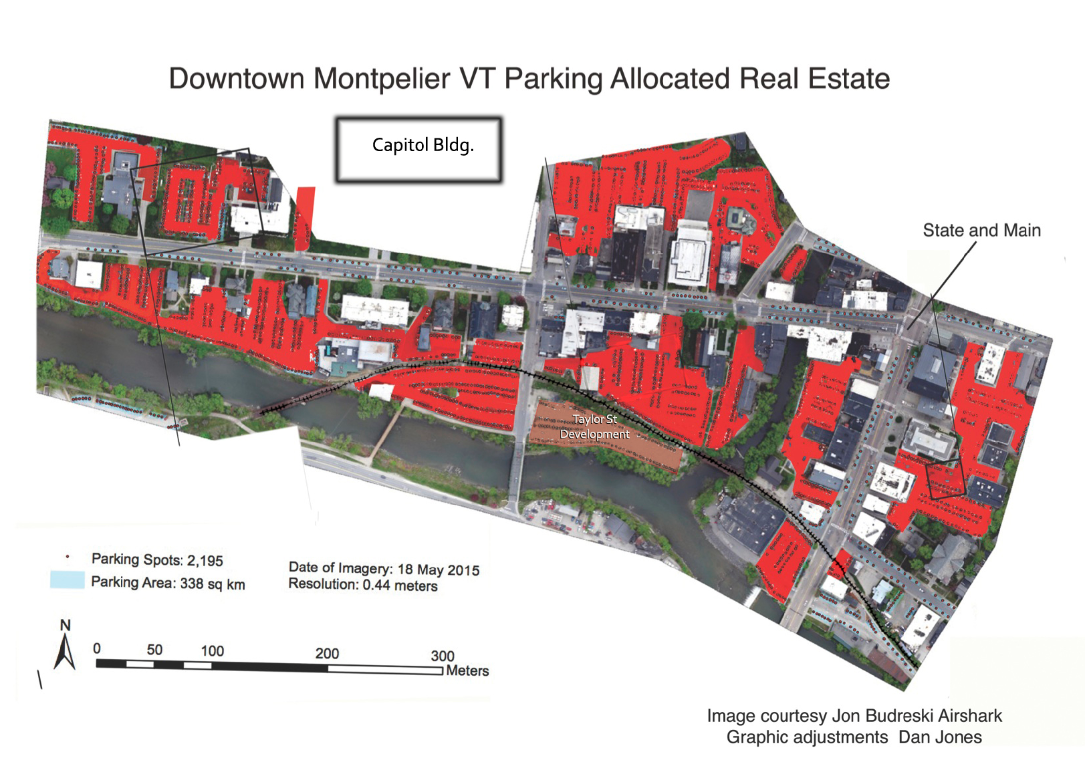 Red alert: Car parks in central Montpelier, Vermont