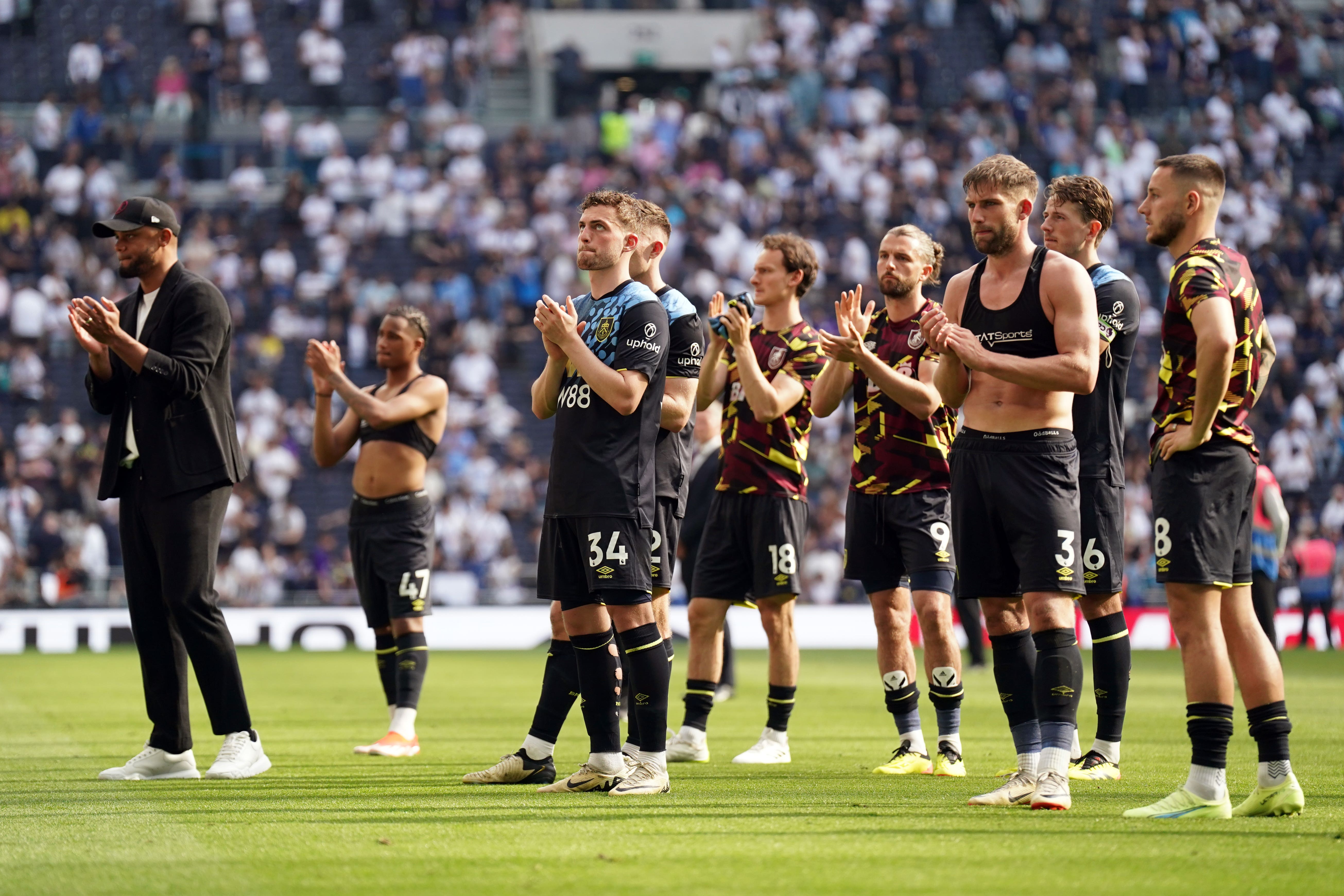 Burnley manager Vincent Kompany (left) following his team’s relegation (Adam Davy/PA)