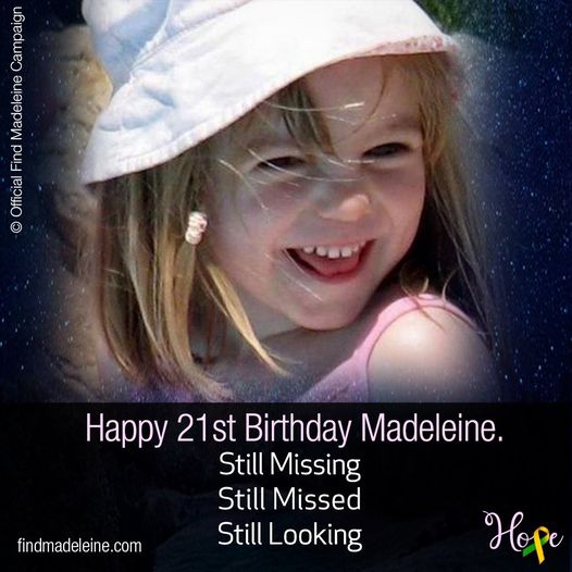 Madeleine McCann’s parents wish their daughter a happy 21st birthday