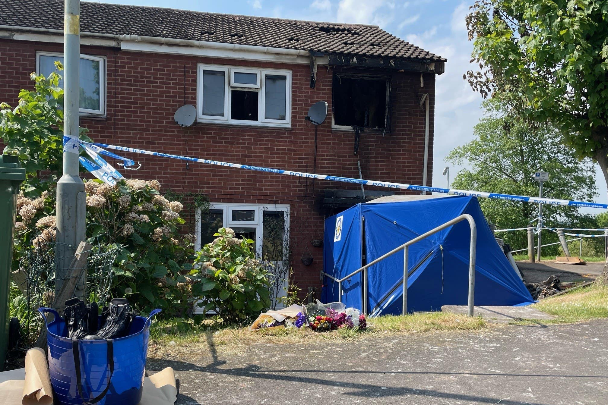 The scene in Dunstall Hill, Dunstall Park, Wolverhampton, after two women were killed in a fire (Matthew Cooper/PA)