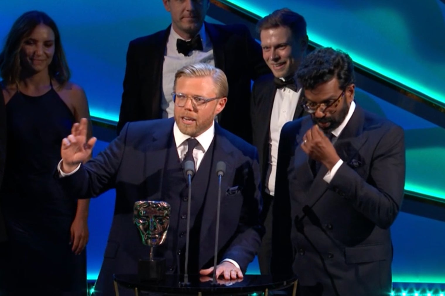 Rob Beckett and Romesh Ranganathan collect 2024 Bafta for Best Entertainment Performance for ‘Rob & Romesh VS’