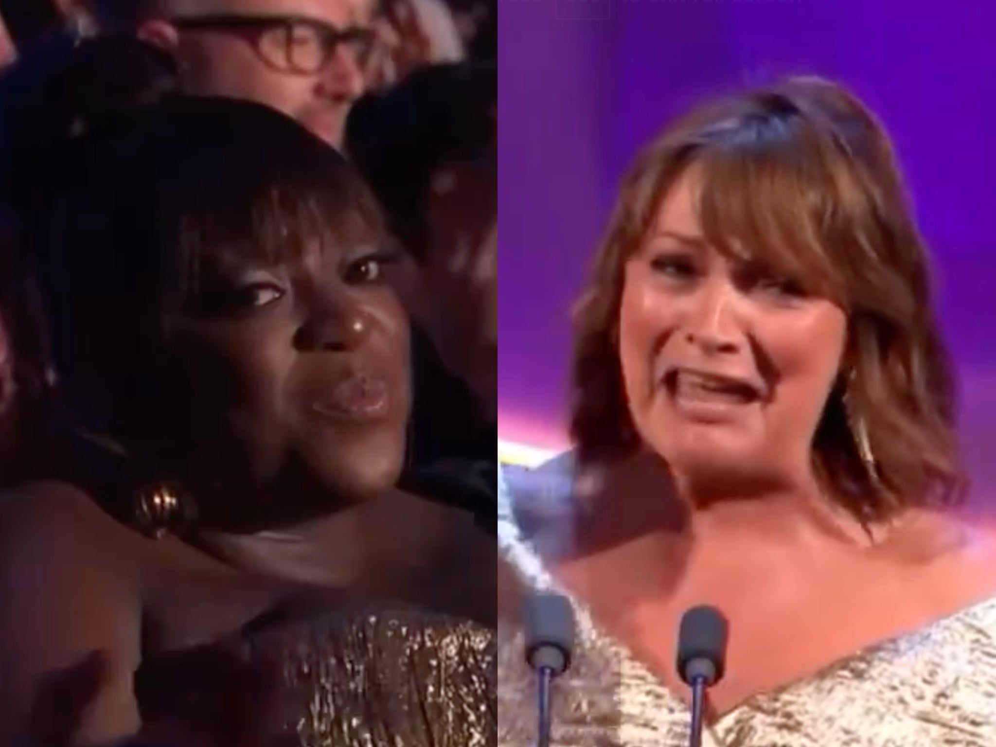 Judi Love appeared to be unimpressed with Lorraine Kelly at the Bafta TV Awards