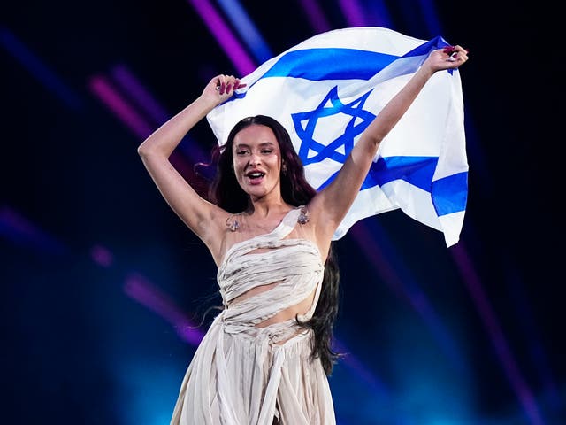 <p>Israel’s Eurovision contestant Eden Golan enters the stage during the opening ceremony of the 2024 grand final</p>