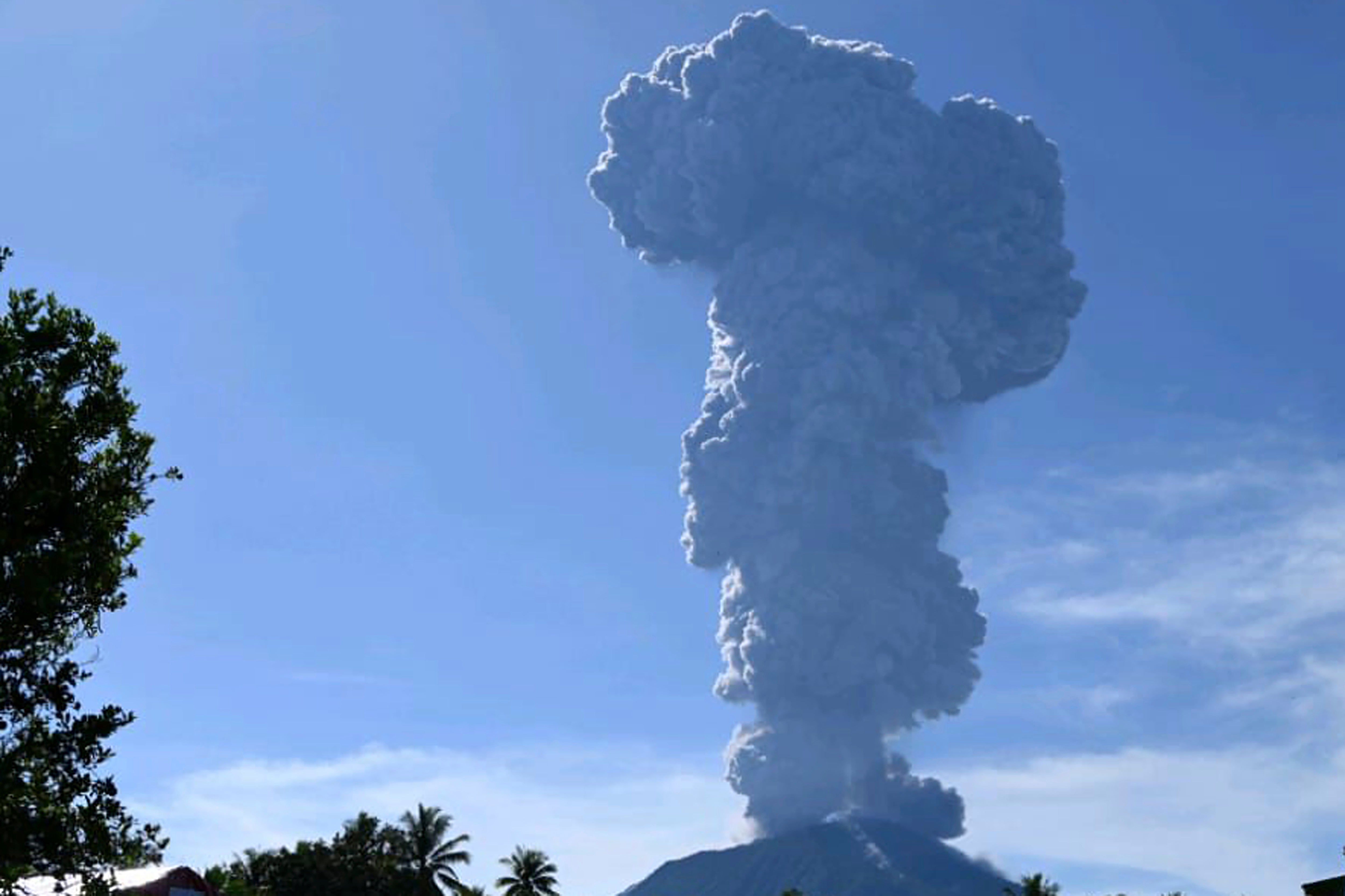 Indonesia's Mount Ibu erupts, spewing thick ash and dark clouds into