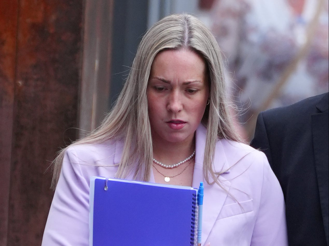 Schoolteacher Rebecca Joynes arrives at Manchester Crown Court on Monday