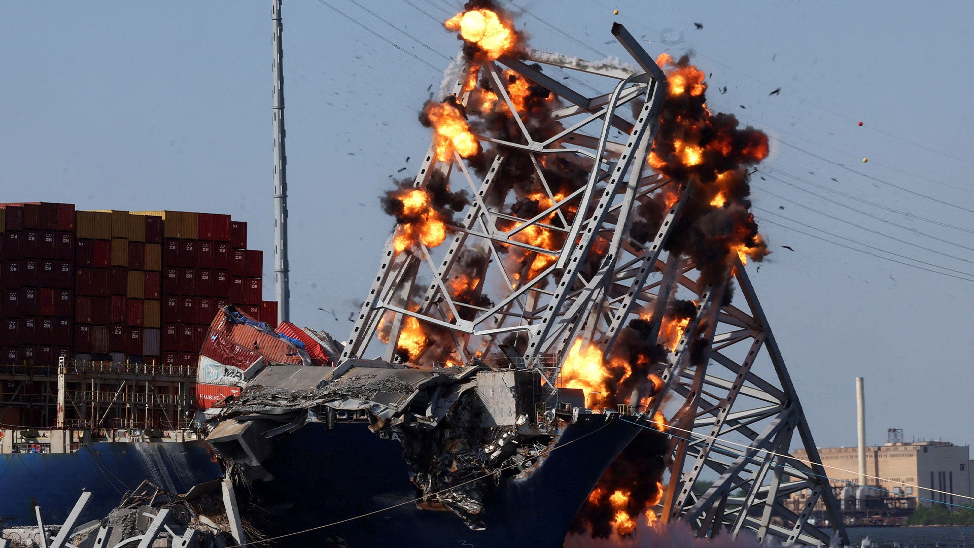 United Command demolishes part of the Francis Scott Key Bridge on Monday