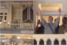 Tom Holland greets cheering crowds from theatre balcony after first Romeo & Juliet performance