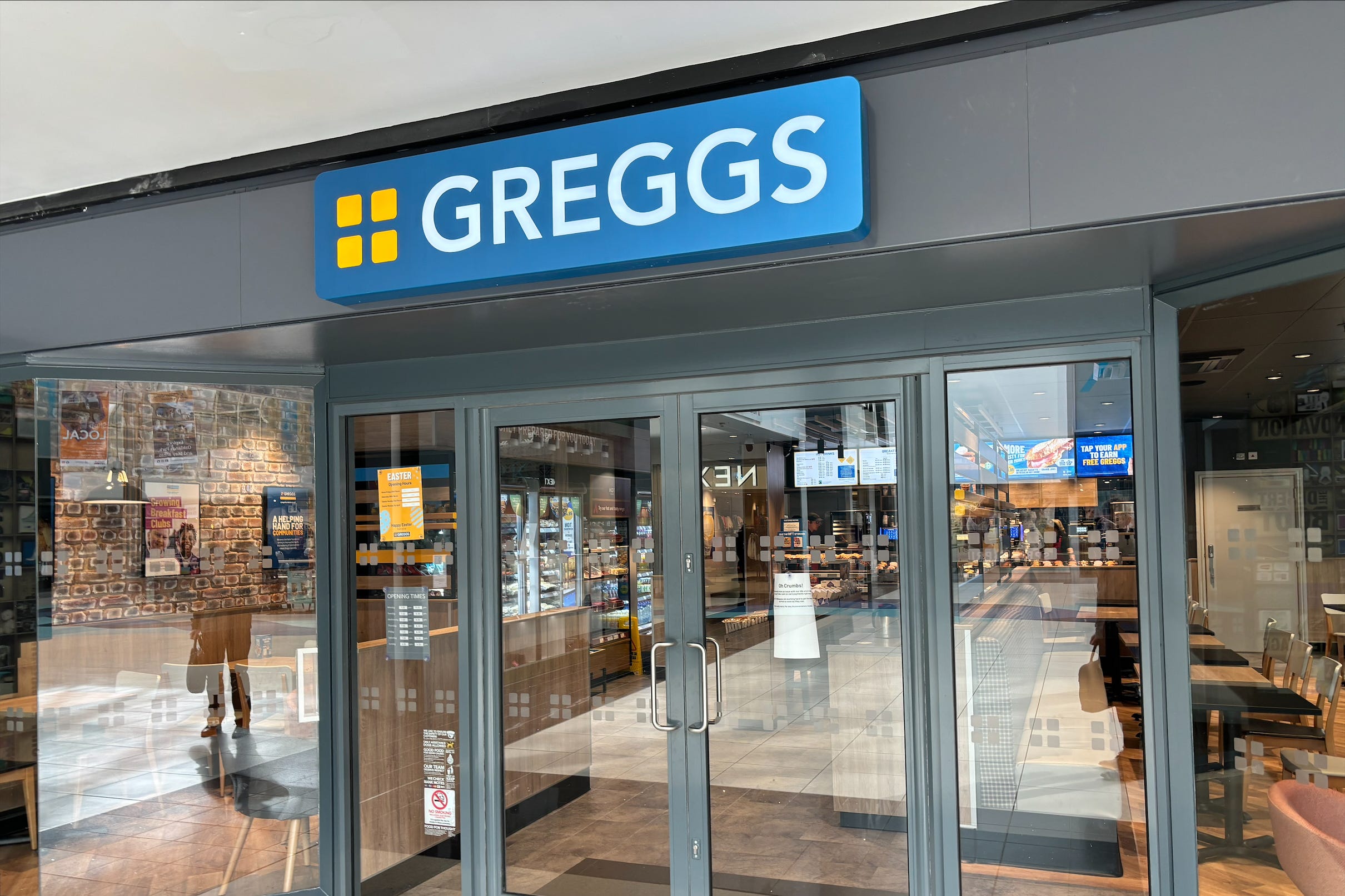 A Greggs shop in Chelmsford, Essex. Bakery chain Greggs has cheered a strong start to the year after notching up a sales hike as its expansion continues across Britain’s high streets (Sam Russell/PA)