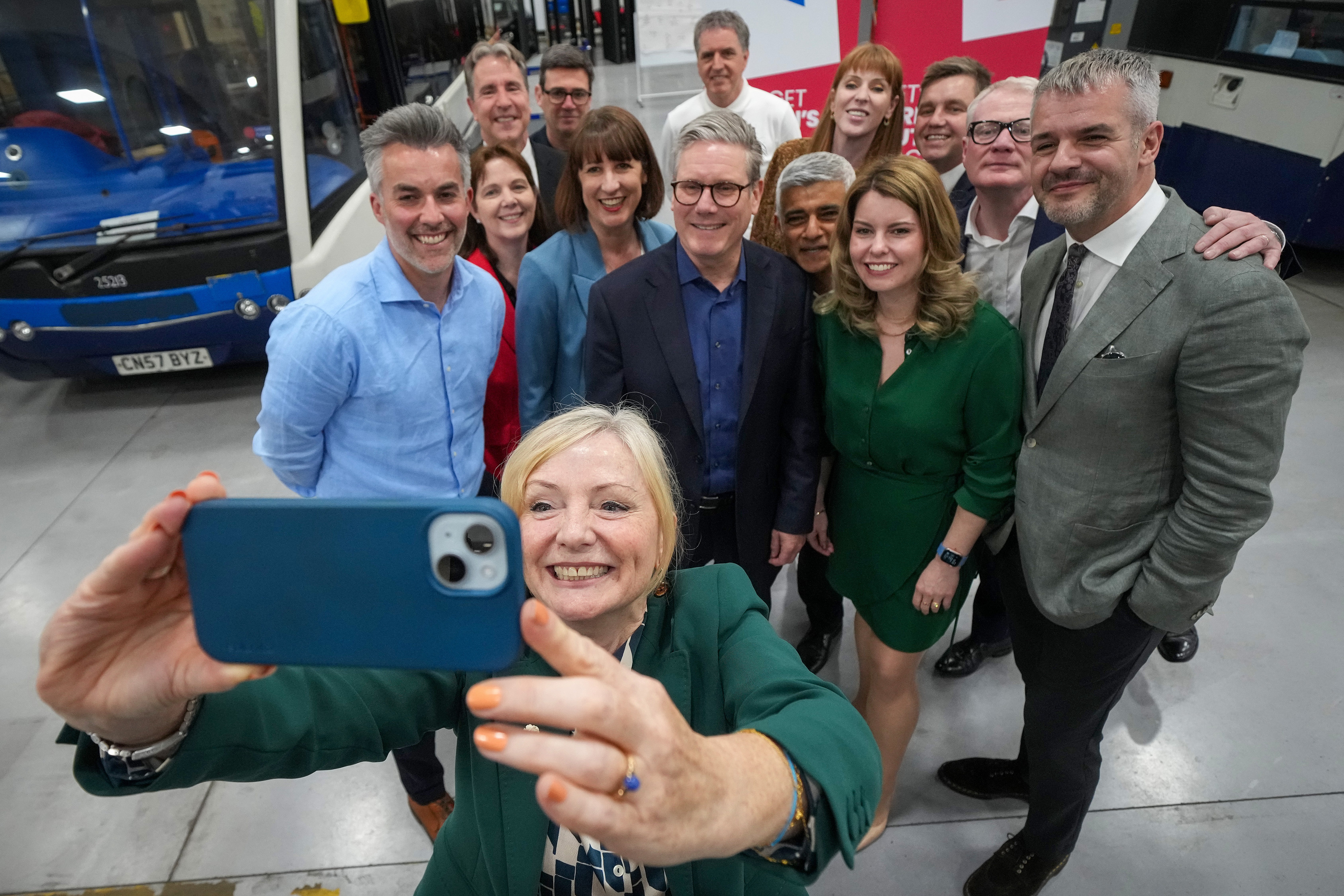 Mayor of West Yorkshire Tracy Brabin takes a selfie with other mayors