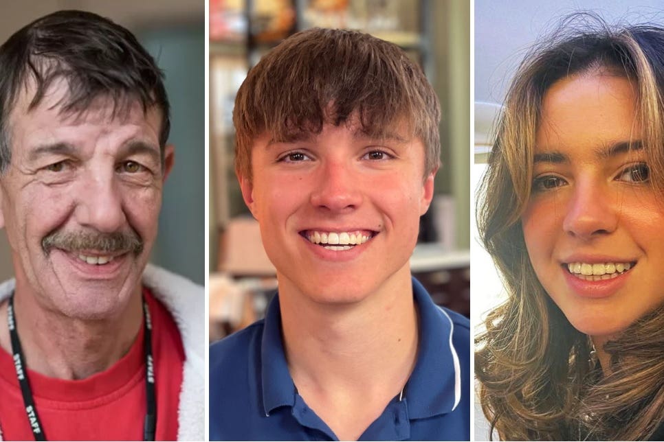 (l to r) Ian Coates, Barnaby Webber and Grace O’Malley-Kumar were killed by Valdo Calocane (Nottinghamshire Police/PA)