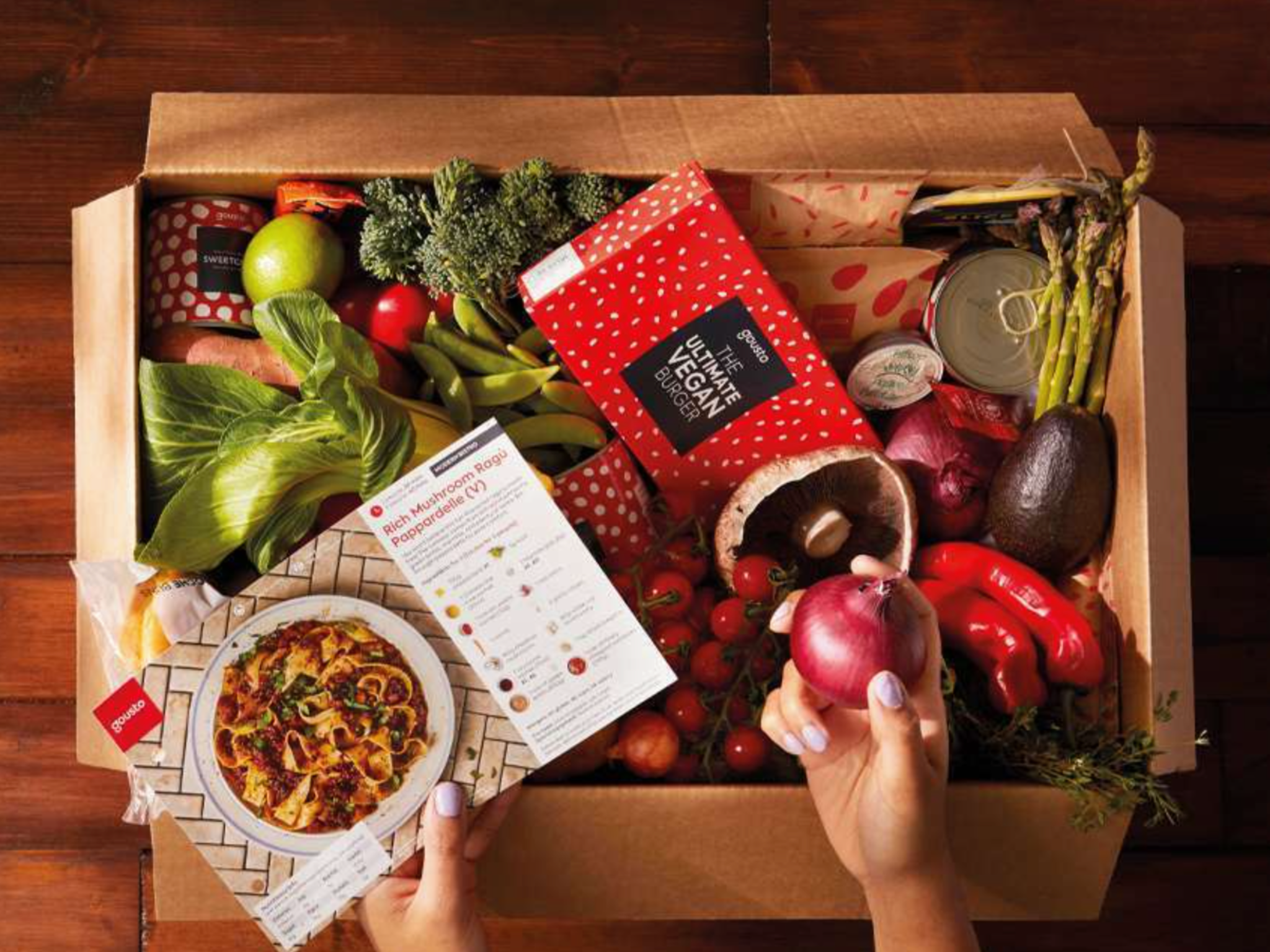 The recipe boxes come with all the ingredients you need to whip up tasty meals