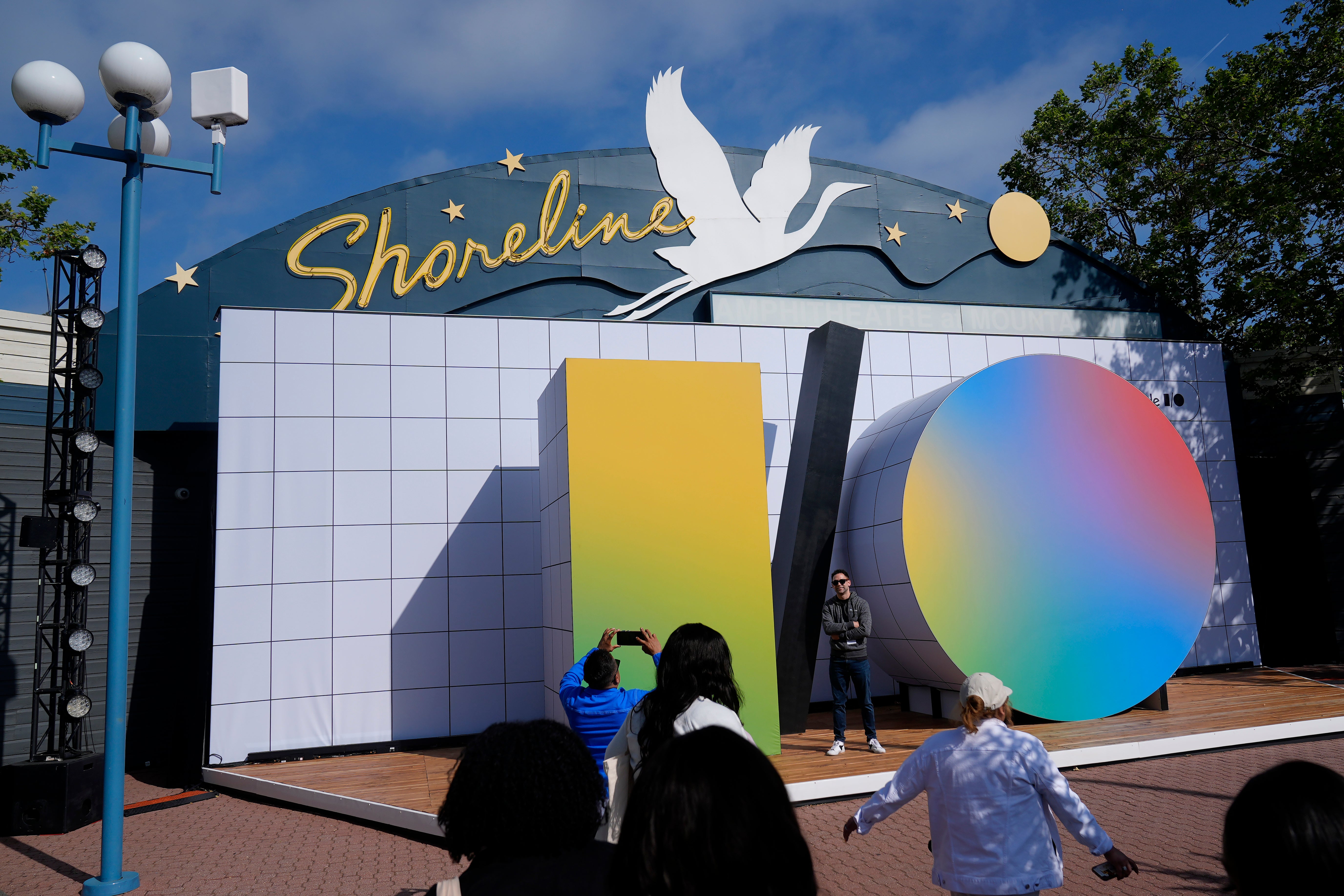 People take photos at a Google I/O event in Mountain View, Calif., Tuesday, 14 May, 2024