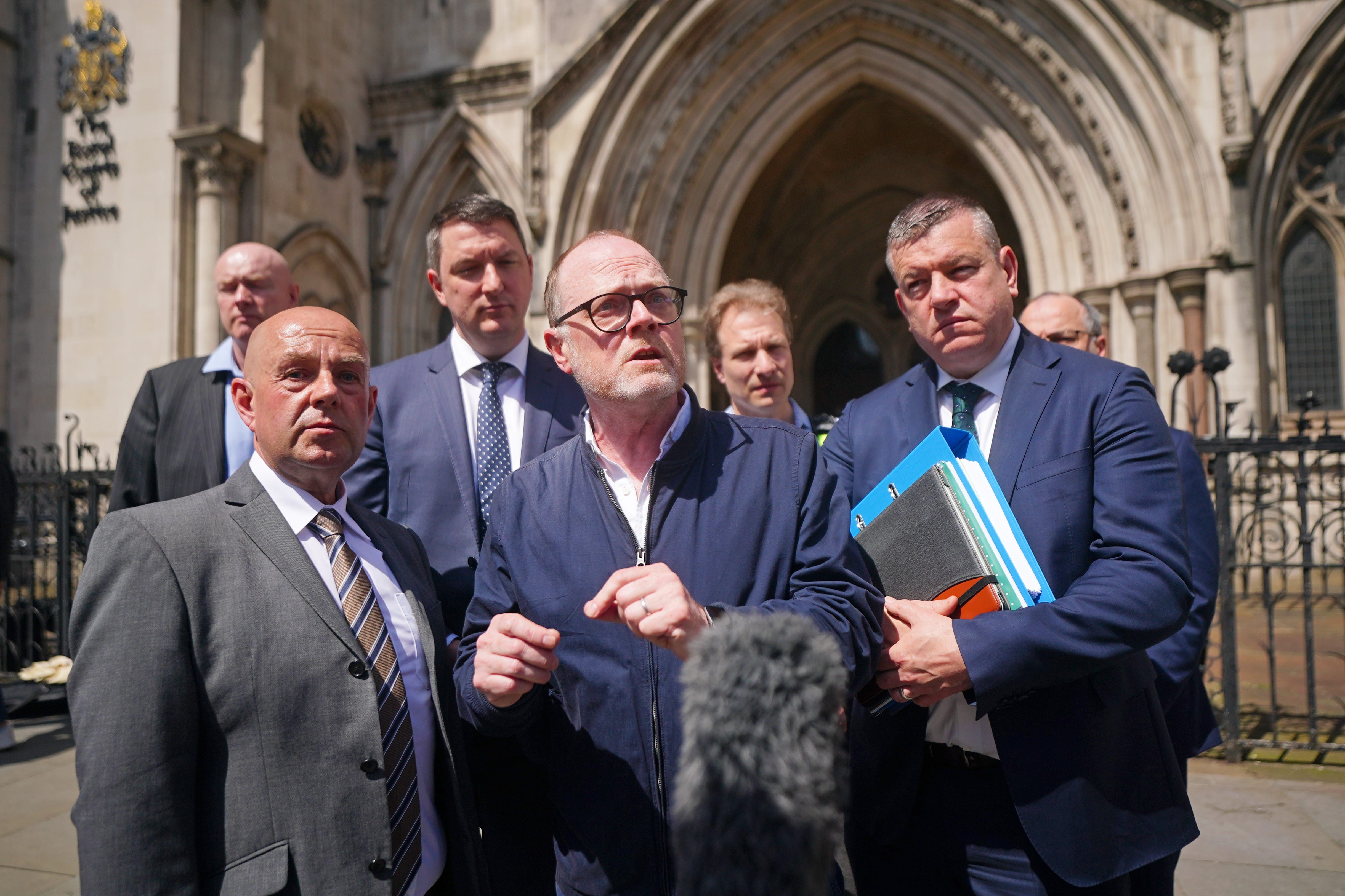 Journalists Barry McCaffrey, left, and Trevor Birney, right (Victoria Jones/PA)