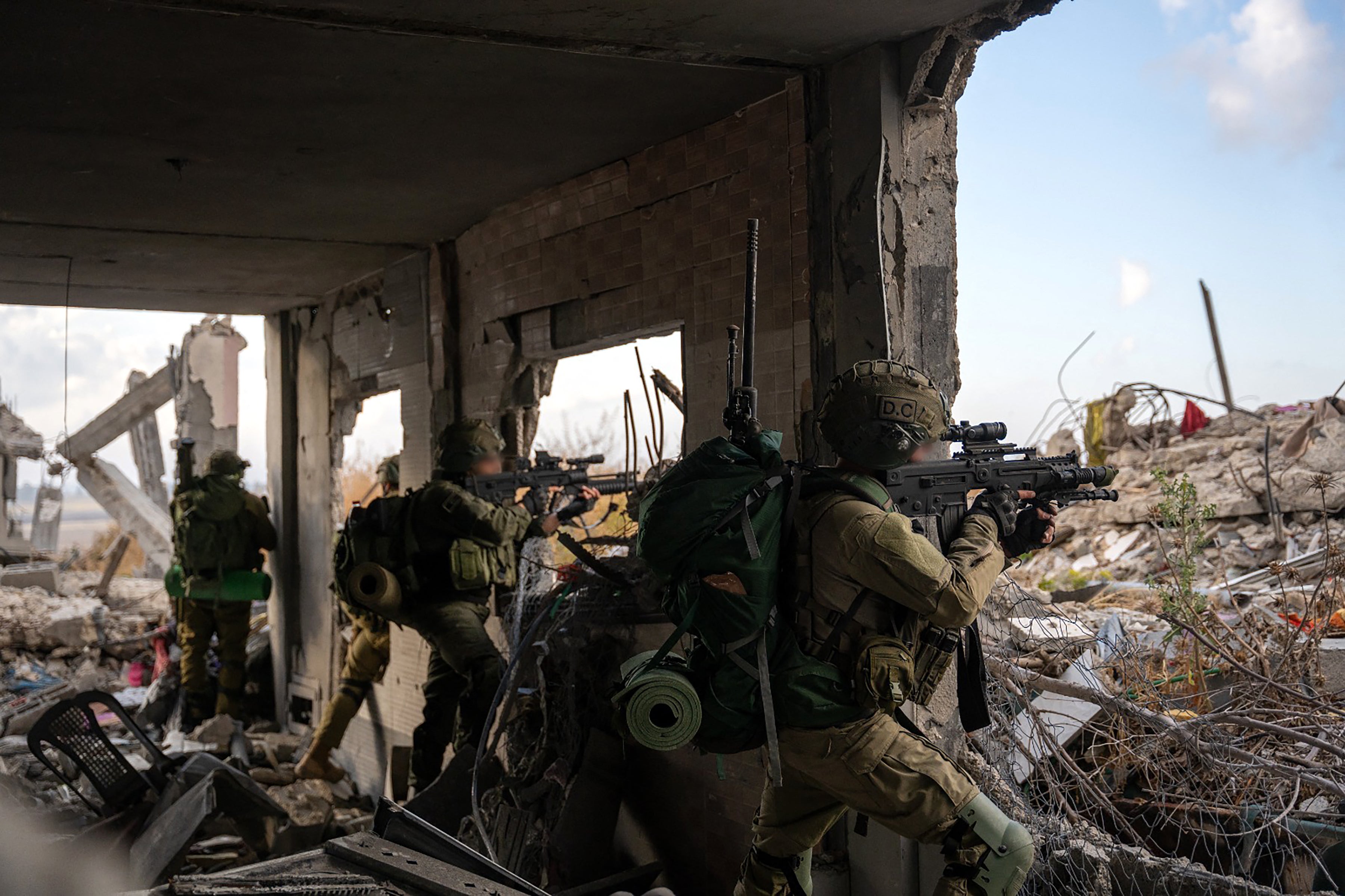 This handout picture released by the Israeli army on 14 May shows Israeli soldiers during military operations in the Gaza Strip