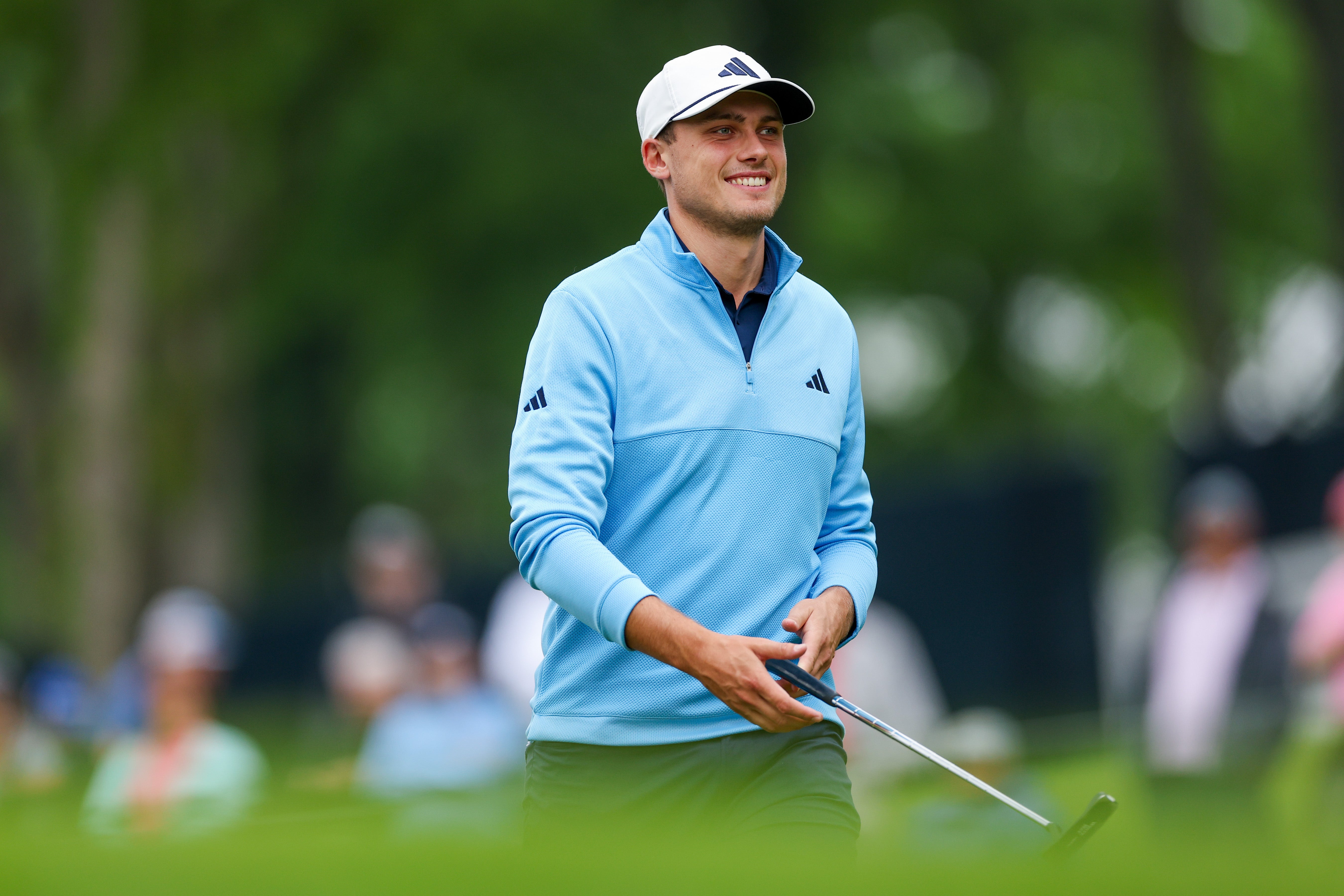 Ludvig Aberg enjoys a practice round at Valhalla Golf club