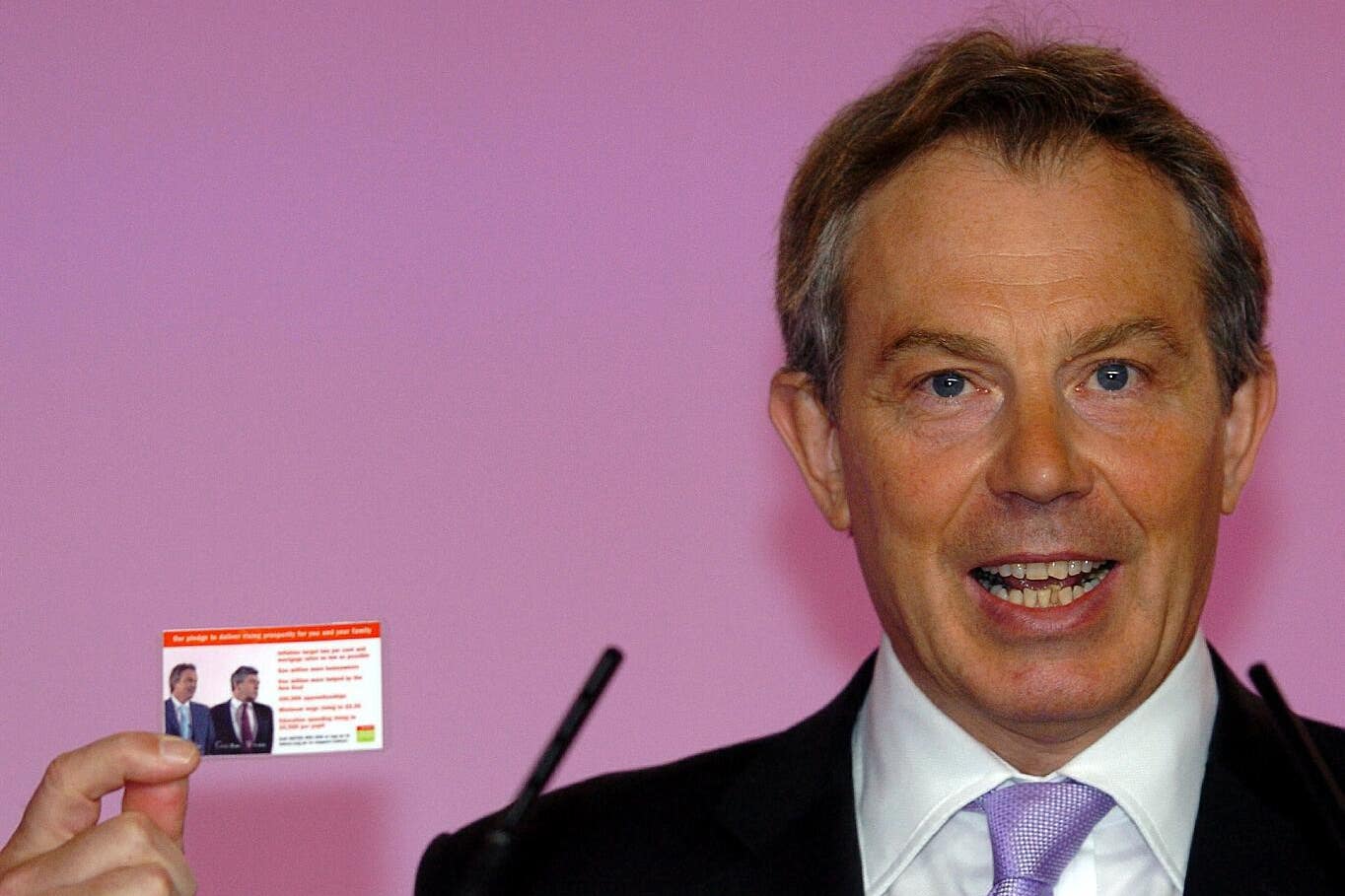 Tony Blair was the first Labour leader to issue a pledge card, something most of his successors have chosen to replicate at general election campaigns (Michael Stephens/PA)