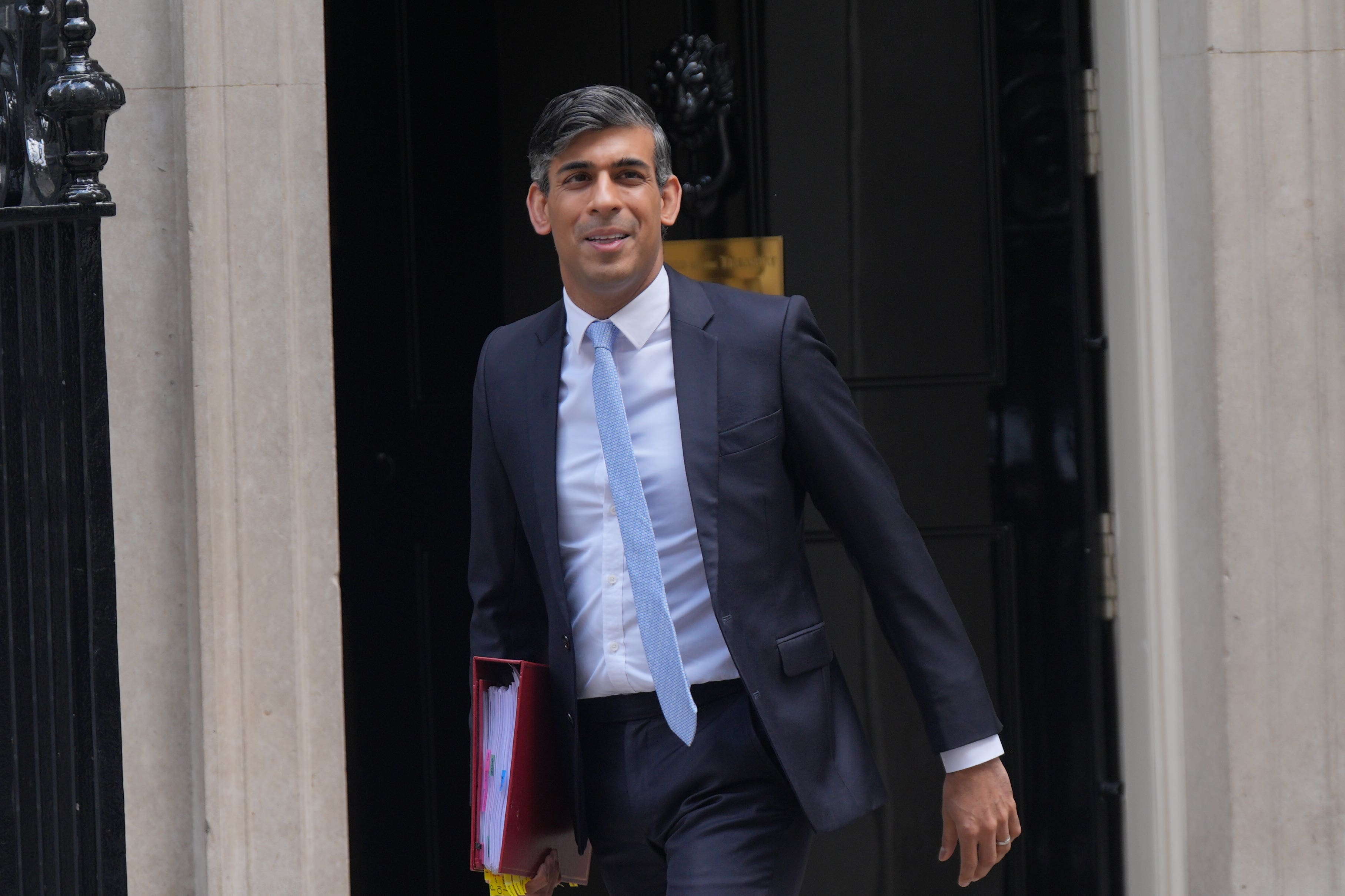 Prime Minister Rishi Sunak departs 10 Downing Street (PA)