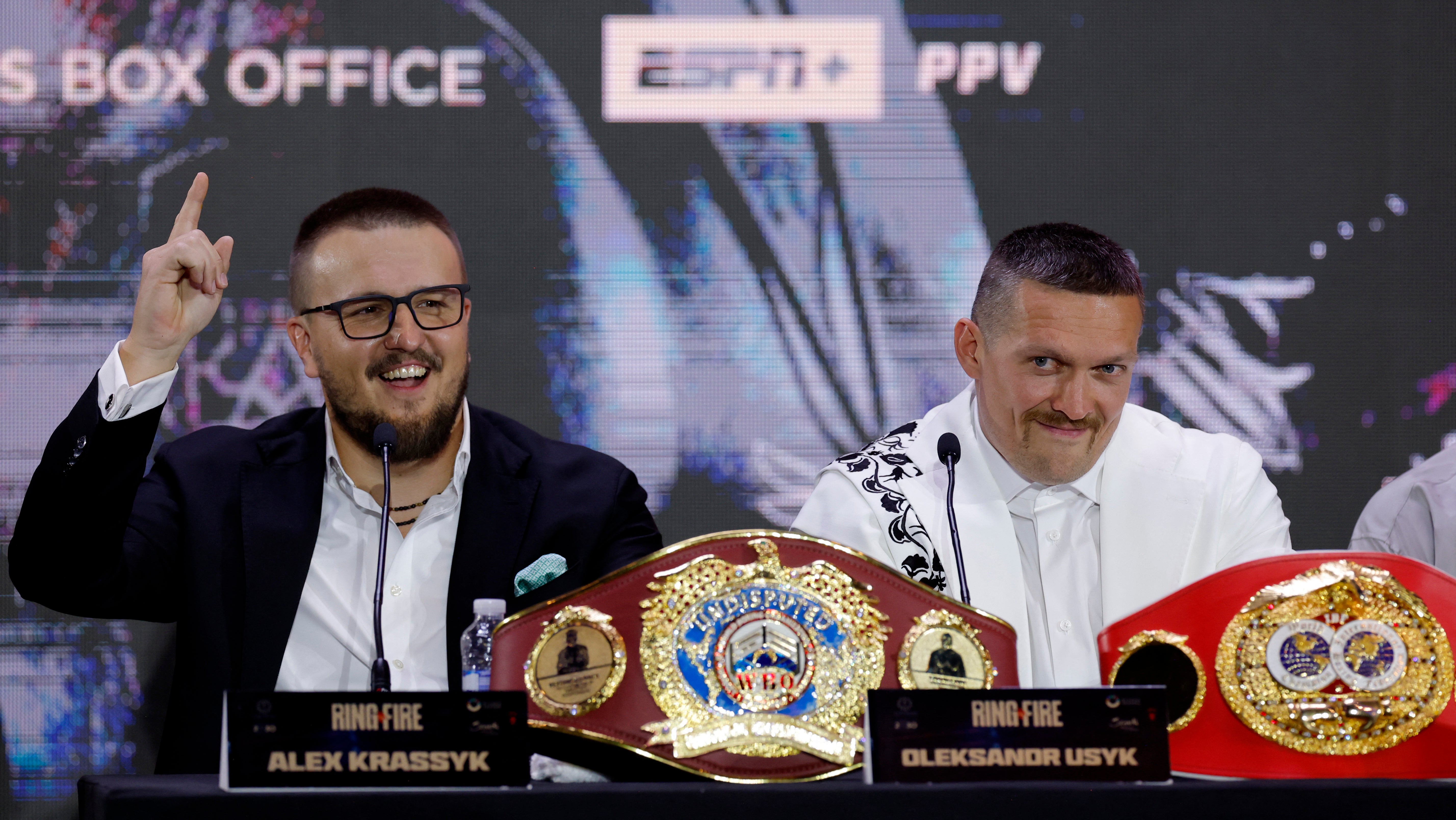 Alex Krassyuk (left) promoted Oleksandr Usyk from the start of the boxer’s pro career until this week