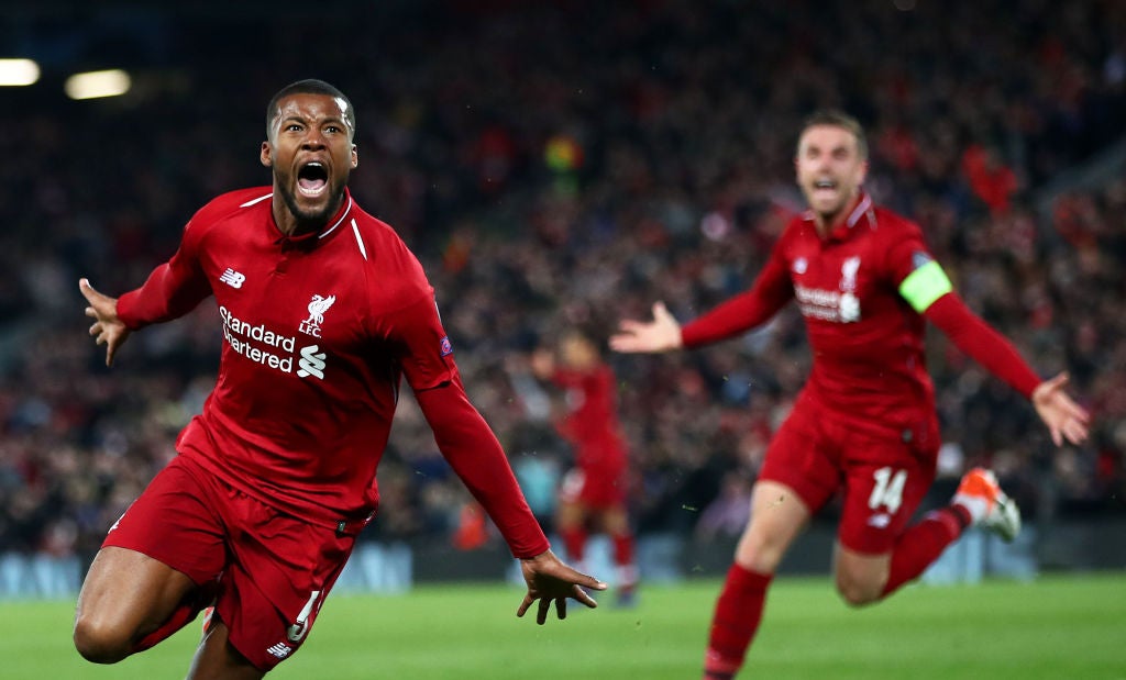 Wijnaldum scored twice off the bench against Barcelona in the semi-final second leg