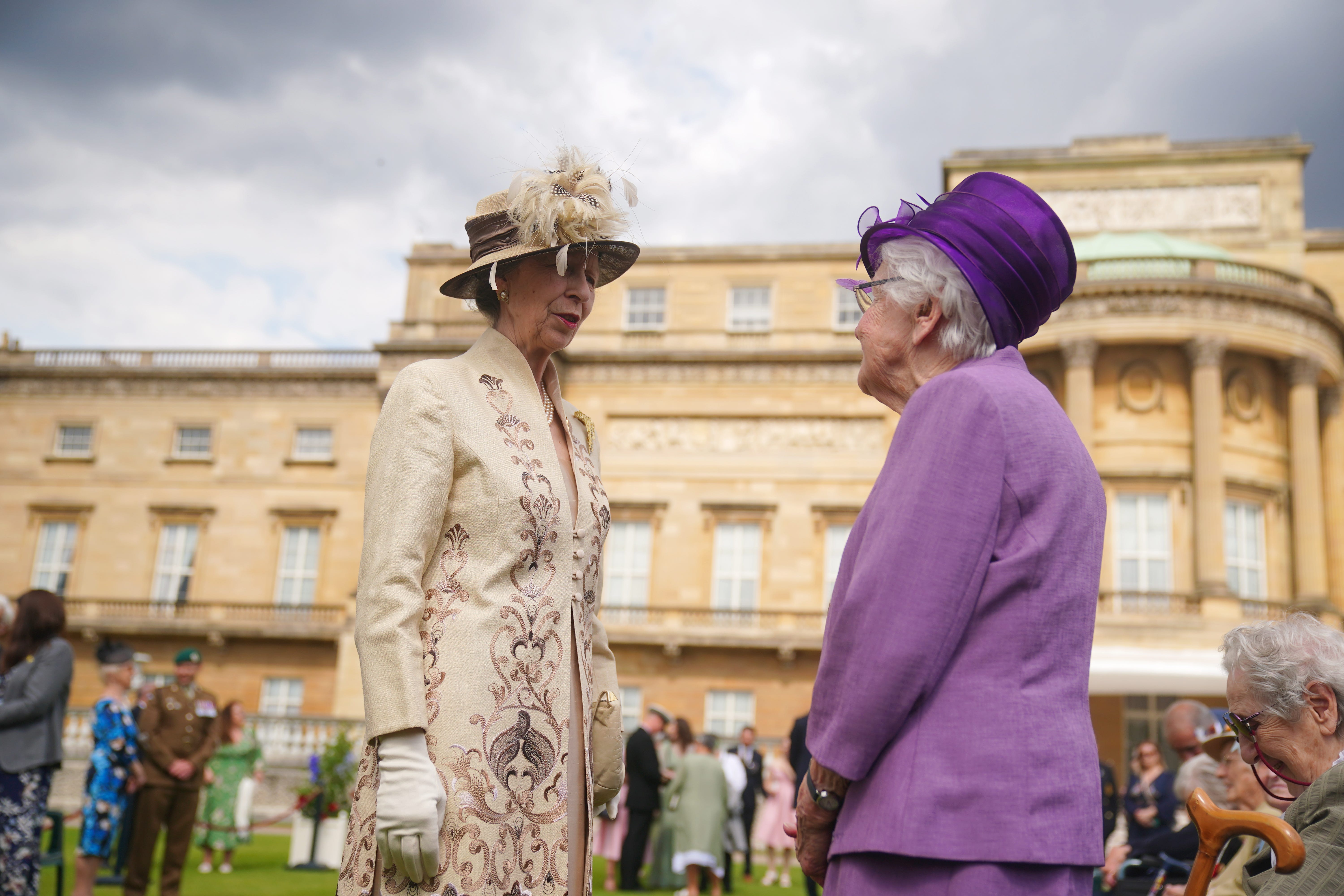 The Princess Royal greeted beneficiaries and representatives of The Not Forgotten Association at a garden party at Buckingham Palace (Victoria Jones/PA)