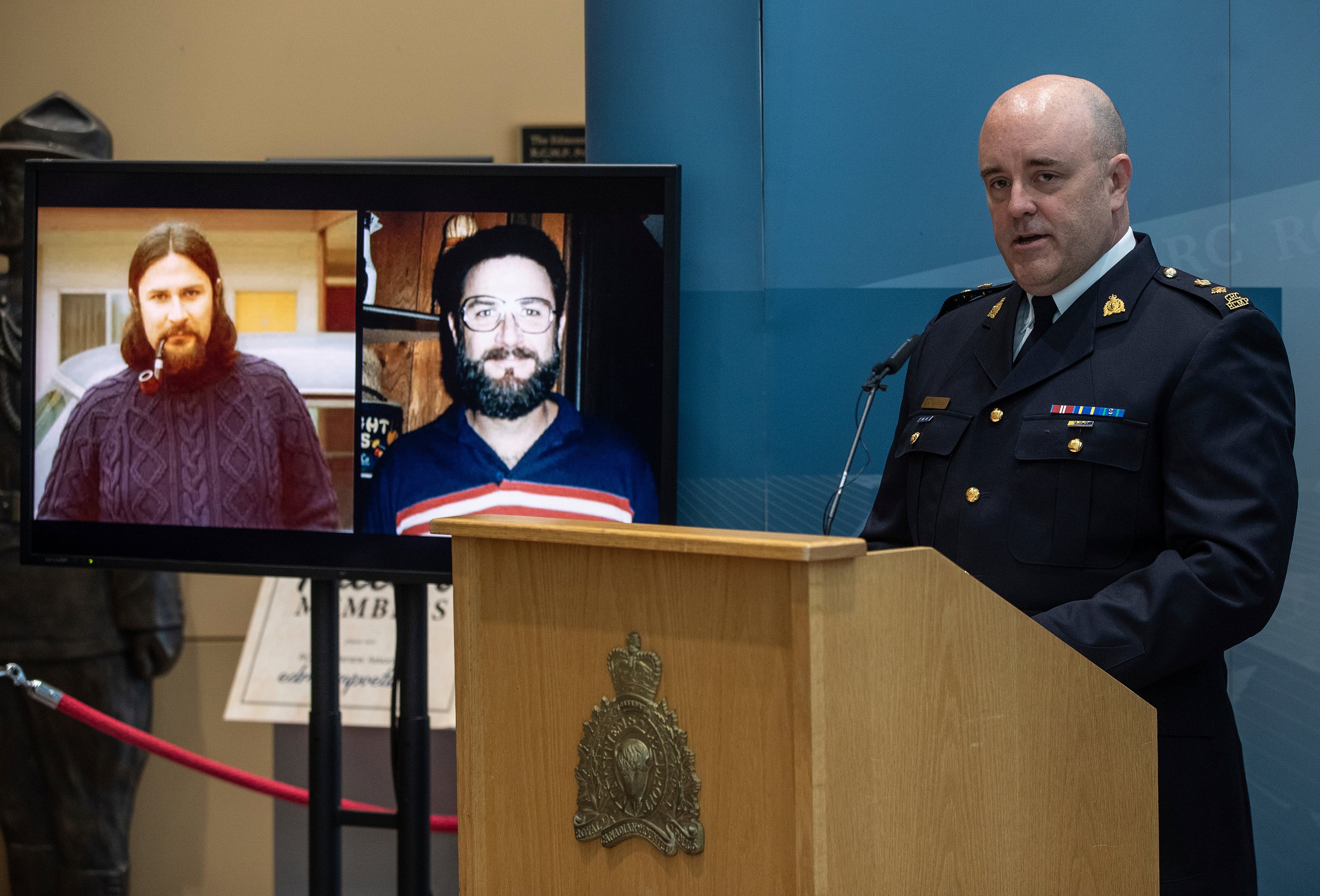 RCMP Superintendent serious crimes branch David Hall speaks about Alberta RCMP linking four historical homicides to deceased serial killer Gary Allen Srery during a press conference in Edmonton, Friday, 17 May, 2024.