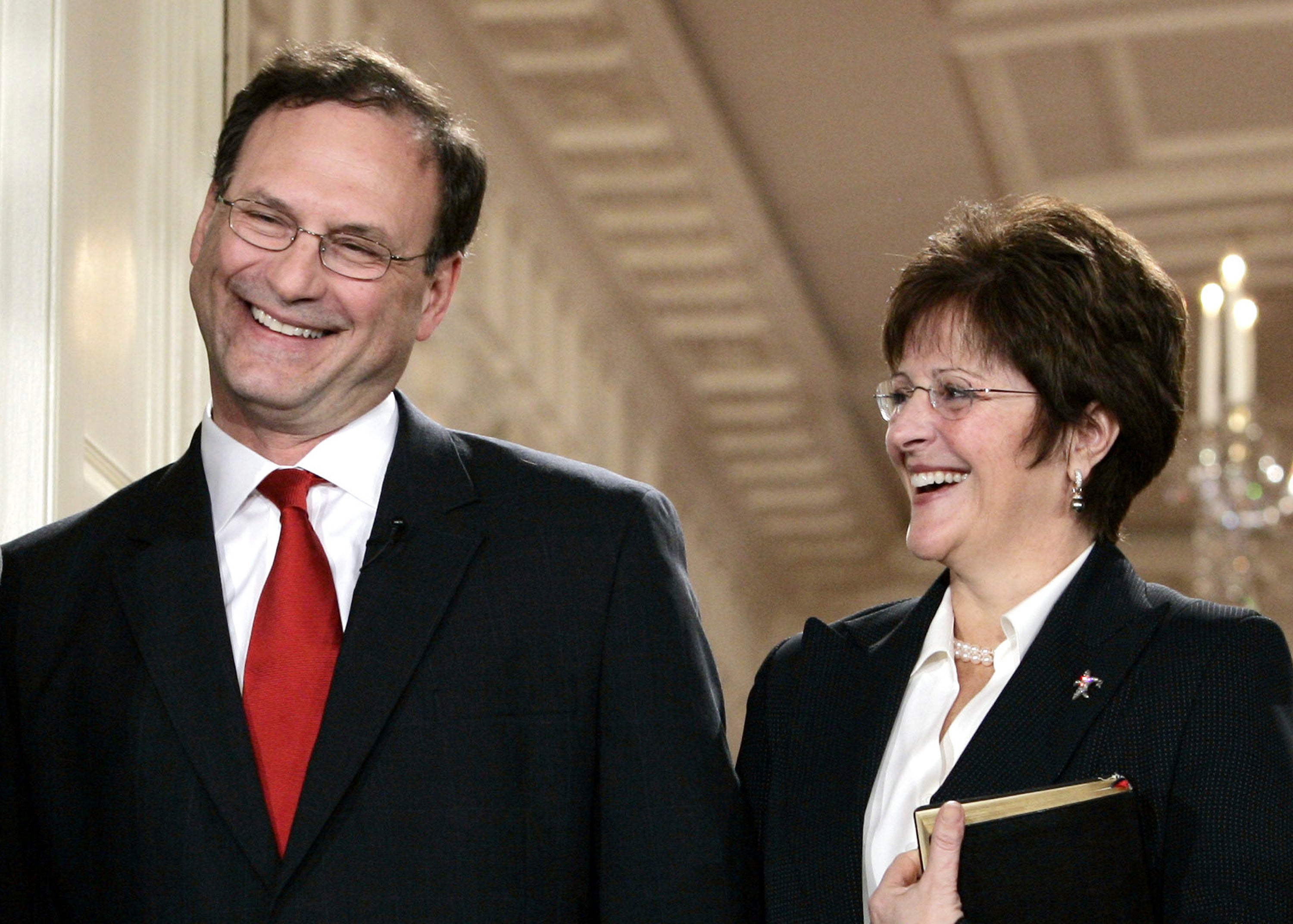 Martha-Ann Alito, right, allegedly spat at her neighbors following a lengthy disupte between them in late 2020 and early 2021