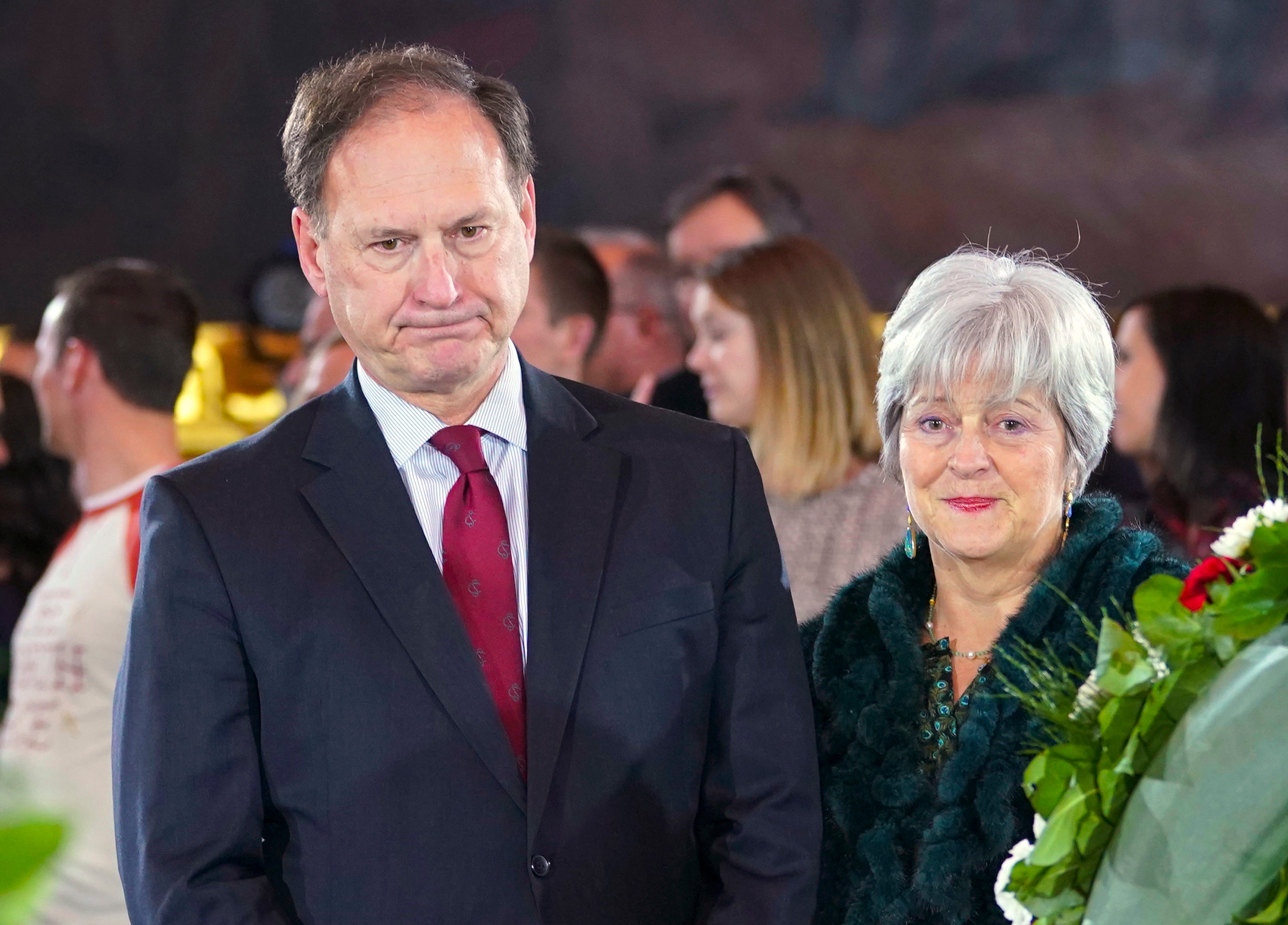 Mr Alito blamed his wife Martha-Ann Alito (right) for the erecting of the upside down flag