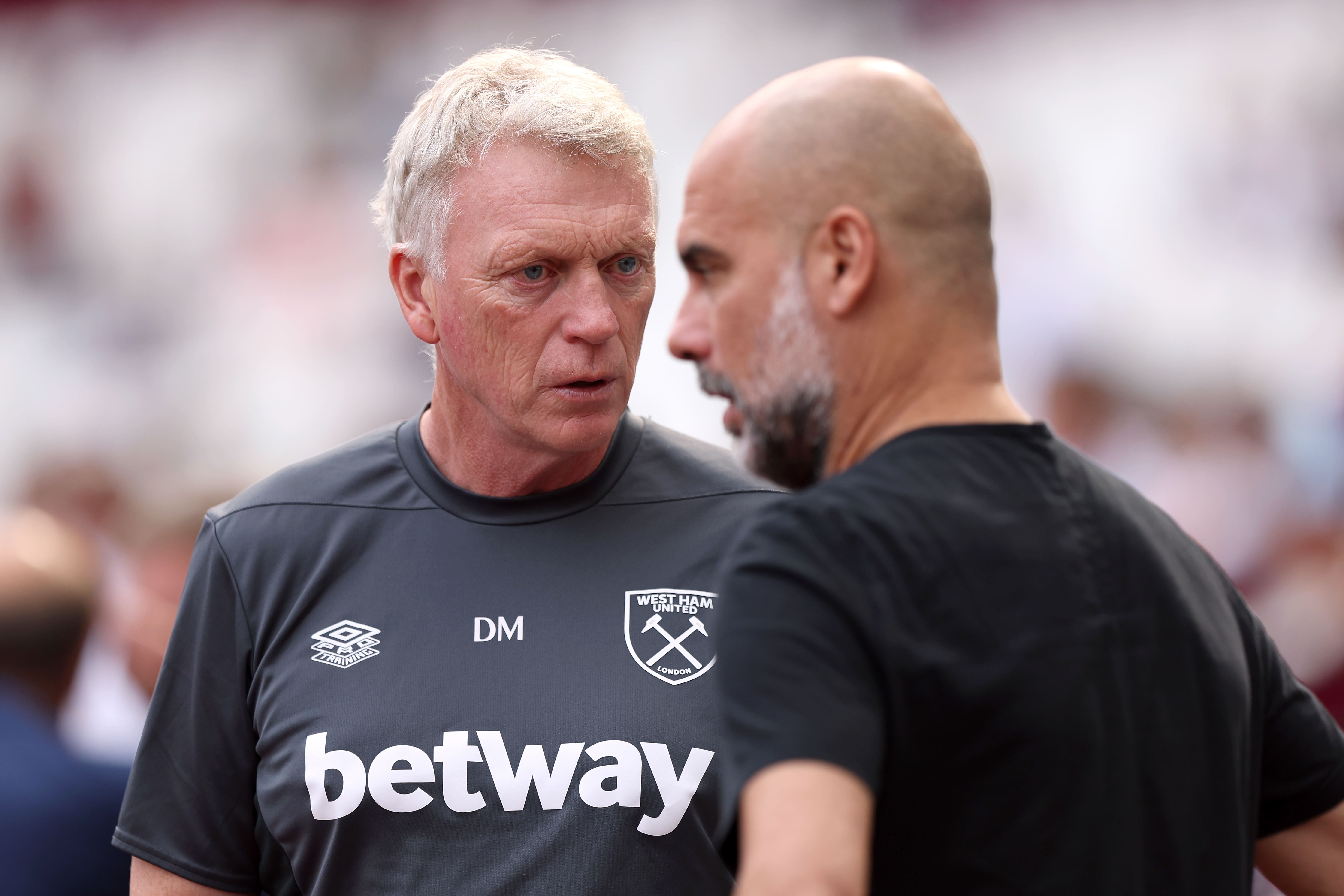 David Moyes (left) stands between Pep Guardiola (right) and another title (George Tewkesbury/PA)