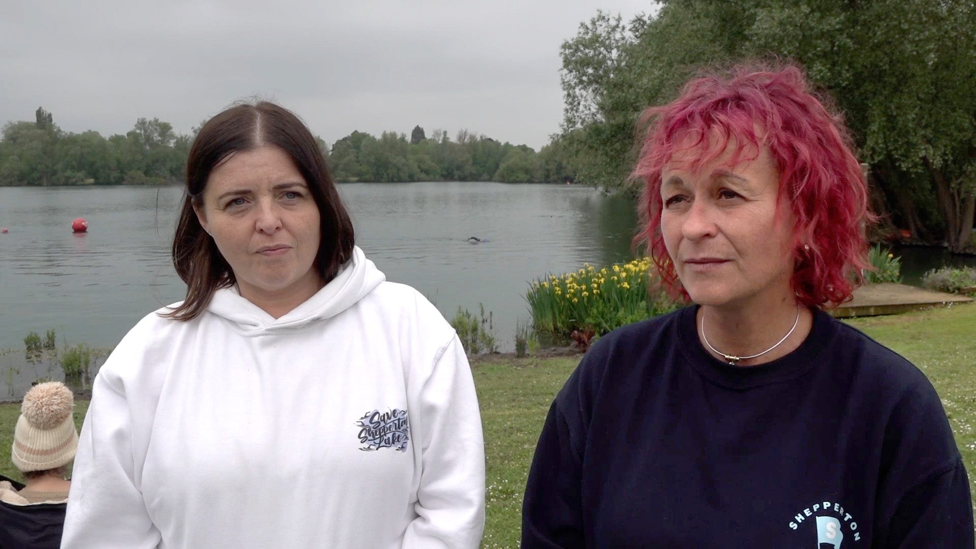 Emma Jackson, left, and Emma Pattinson at Shepperton Open Water Swim