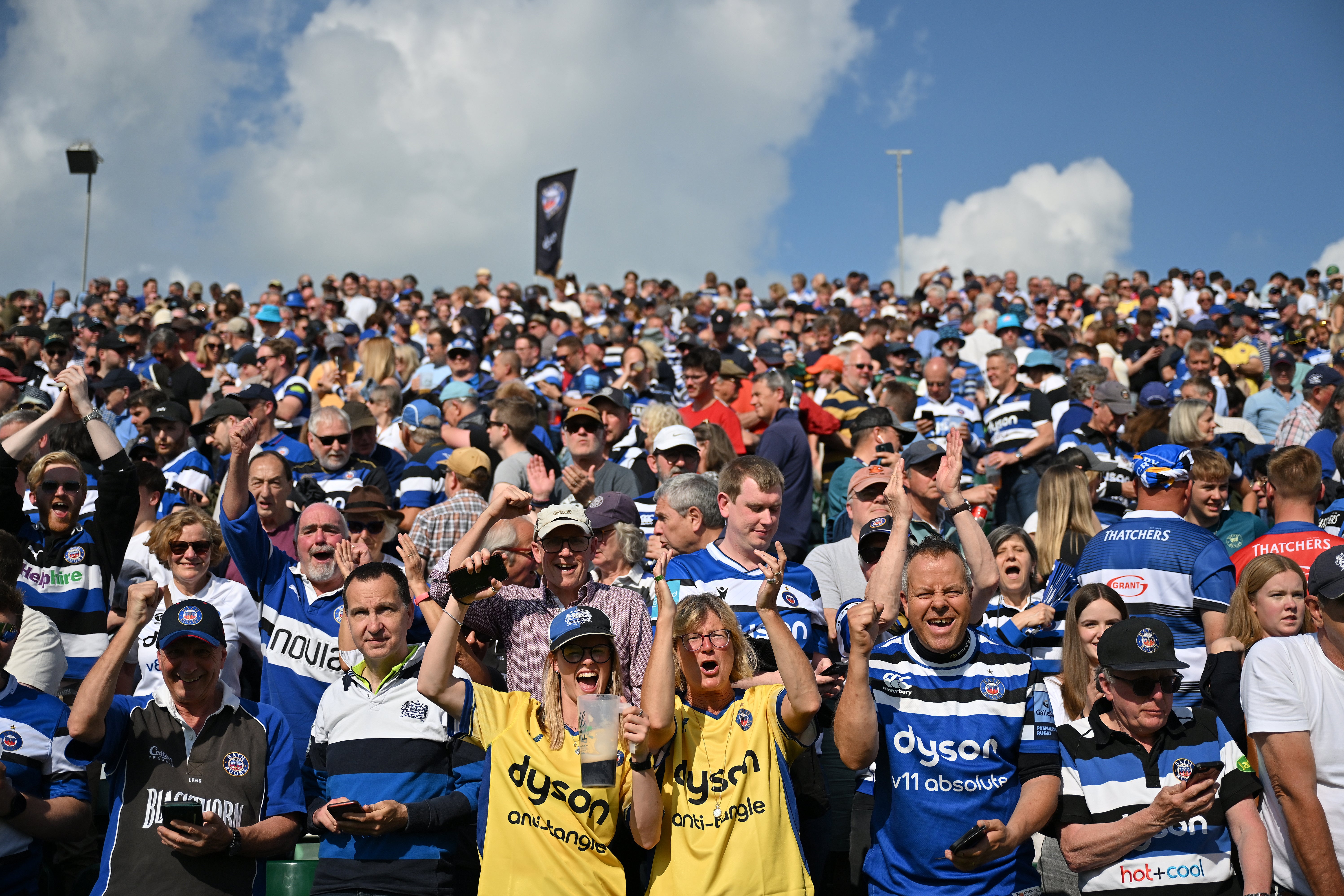 Bath fans celebrate as they beat Northampton