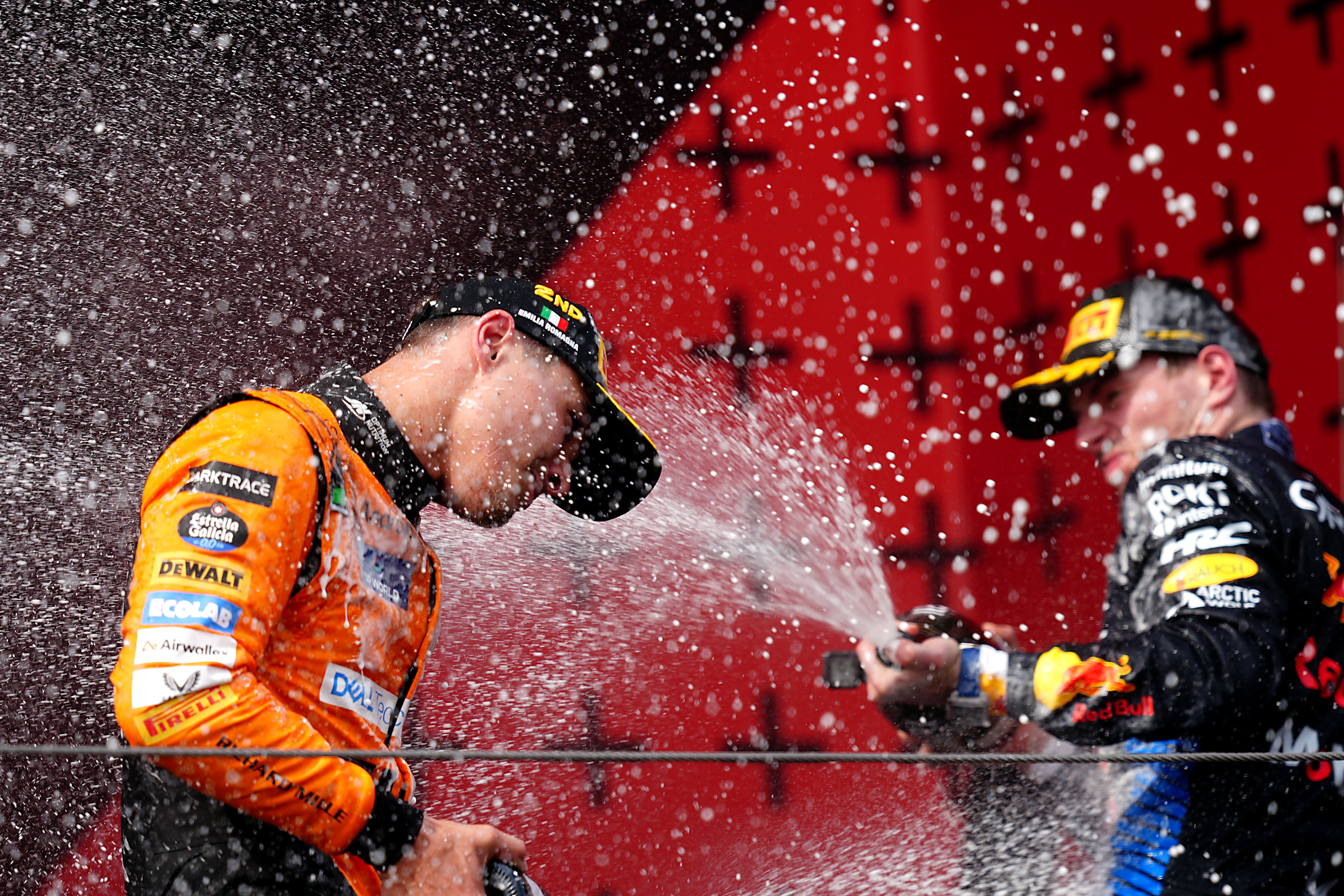 Lando Norris, left, felt he was close to catching Max Verstappen at Imola (David Davies/PA)