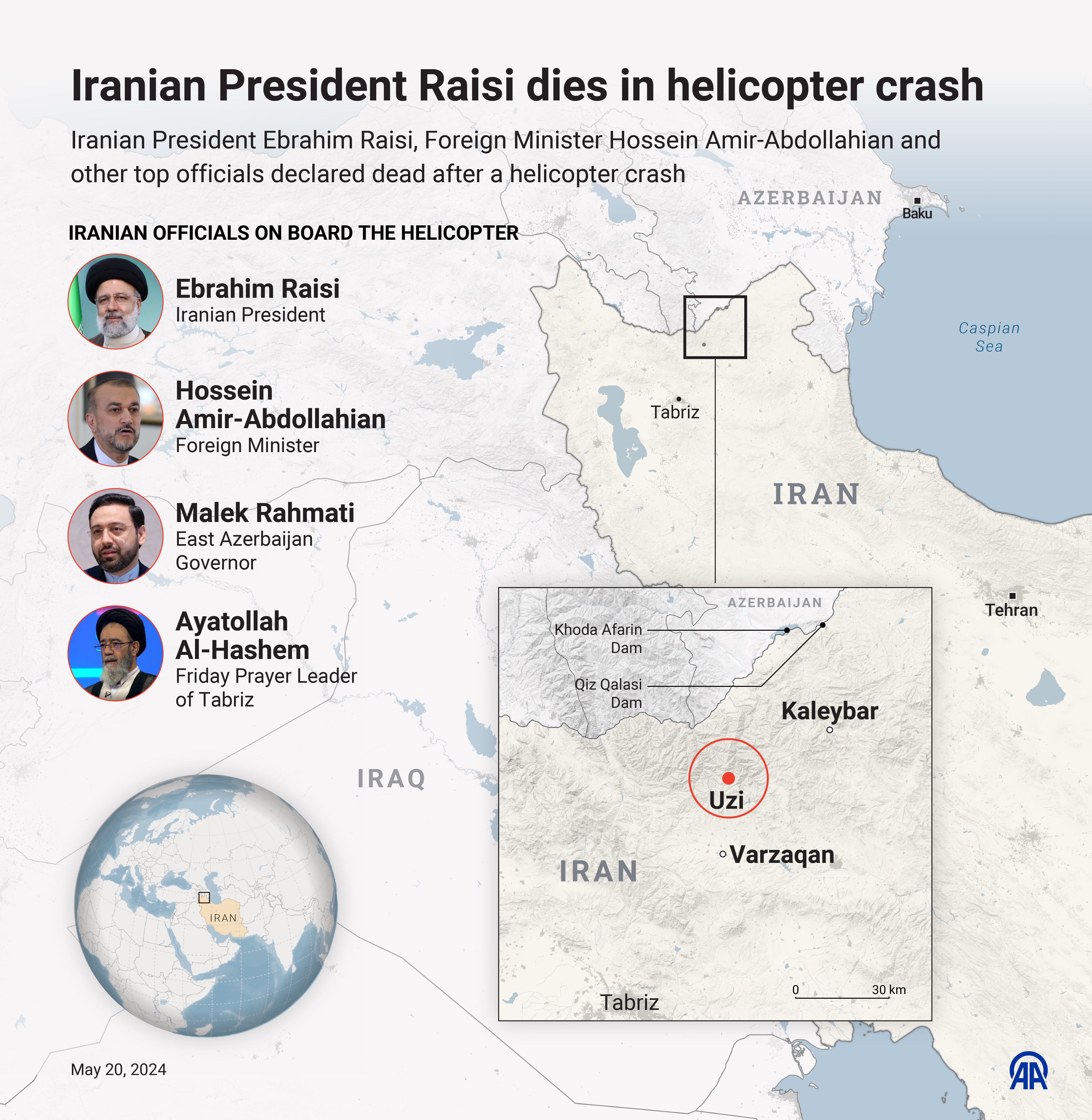 The helicopter went down between Jolfa and Varzaqan near Azerbaijan