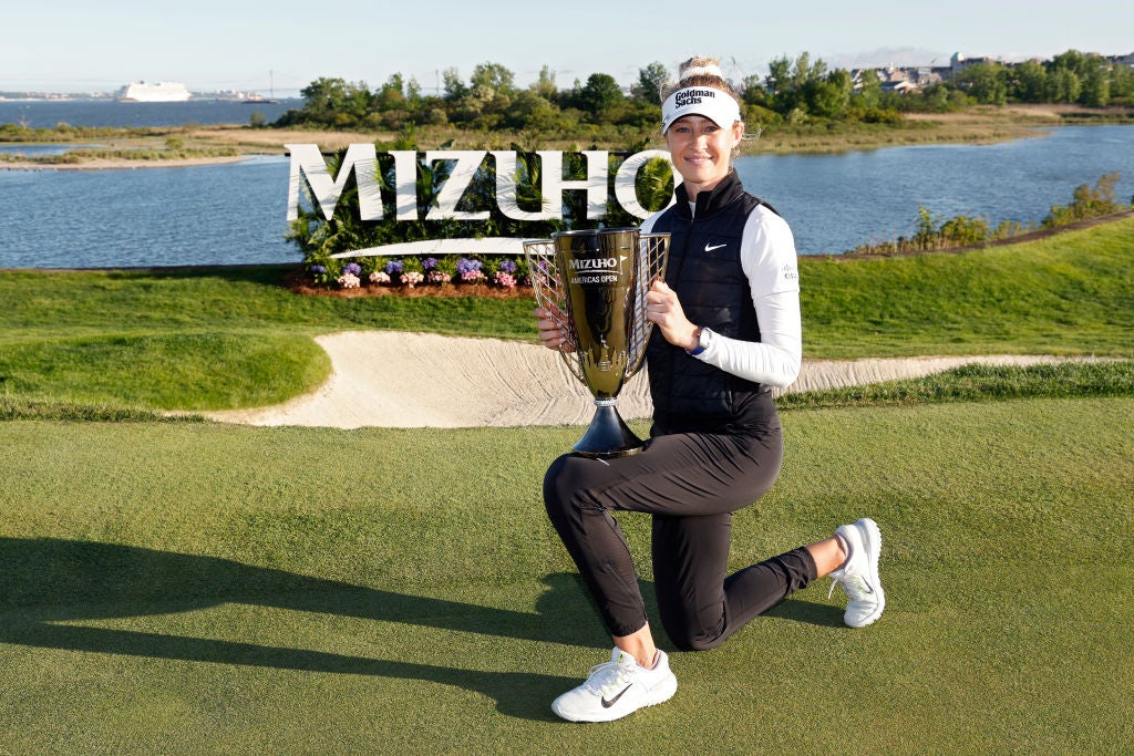 Nelly Korda with her latest trophy