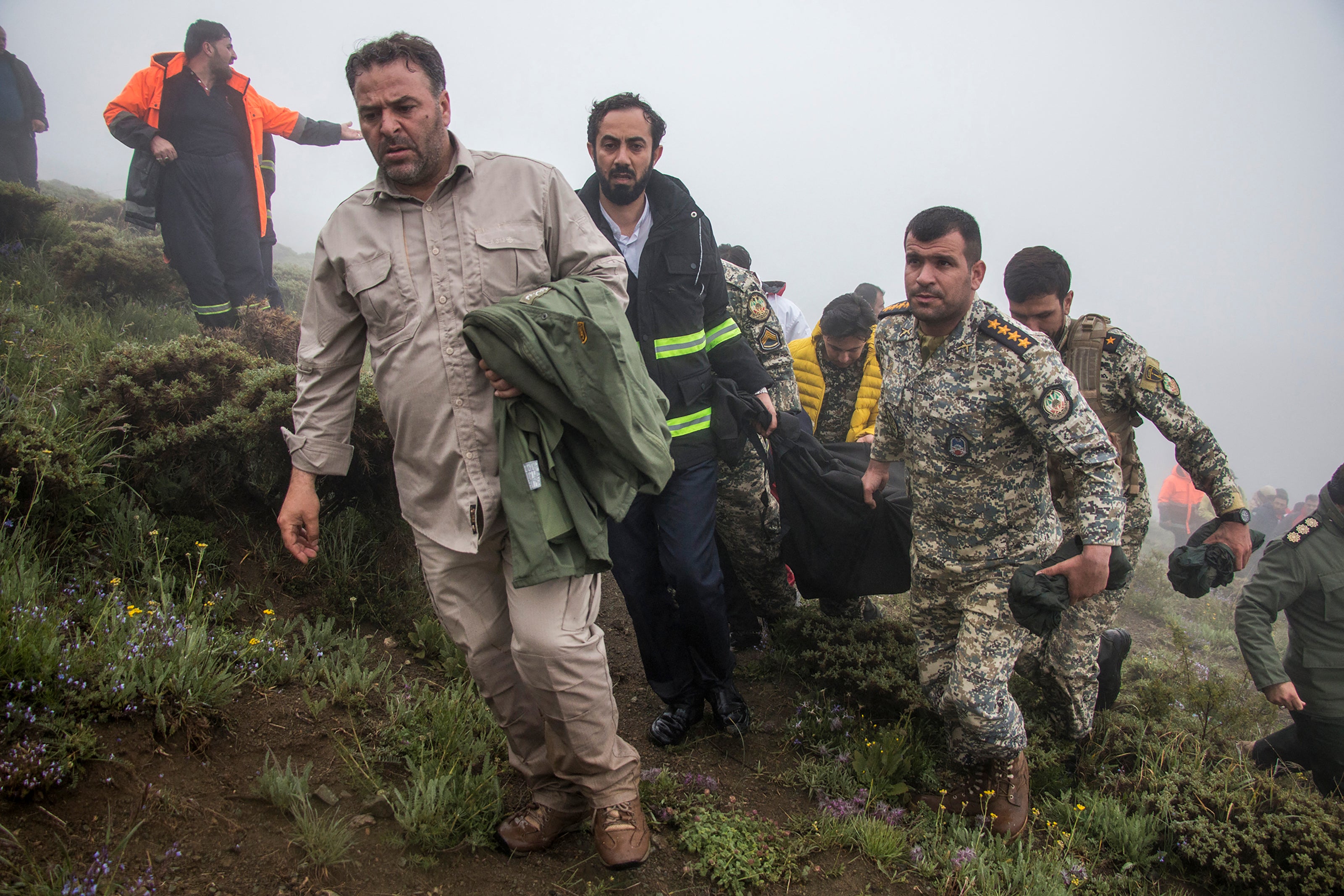 Rescue team at crash site