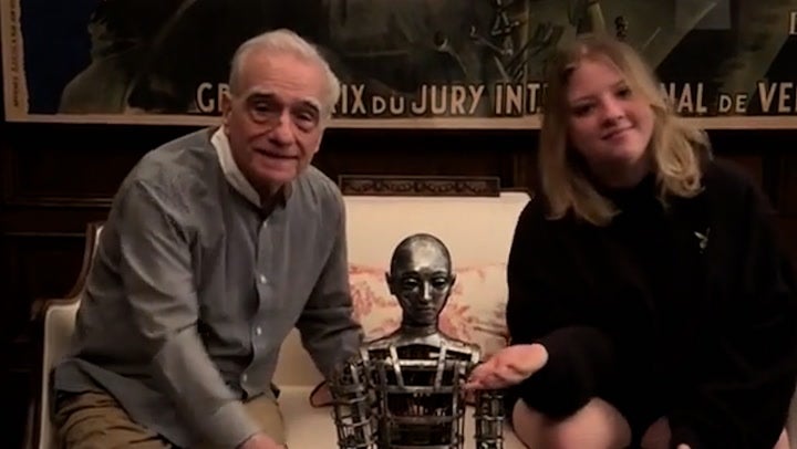 Martin Scorsese and daughter Francesca with the automaton from his 2011 movie ‘Hugo’