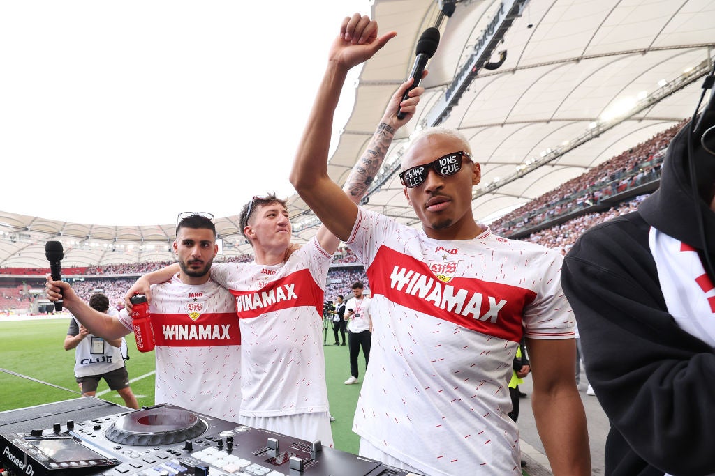 Stuttgart players celebrated with the fans after finishing second