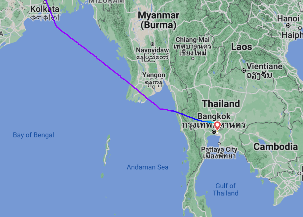 The flight path of Singapore Airlines SQ321