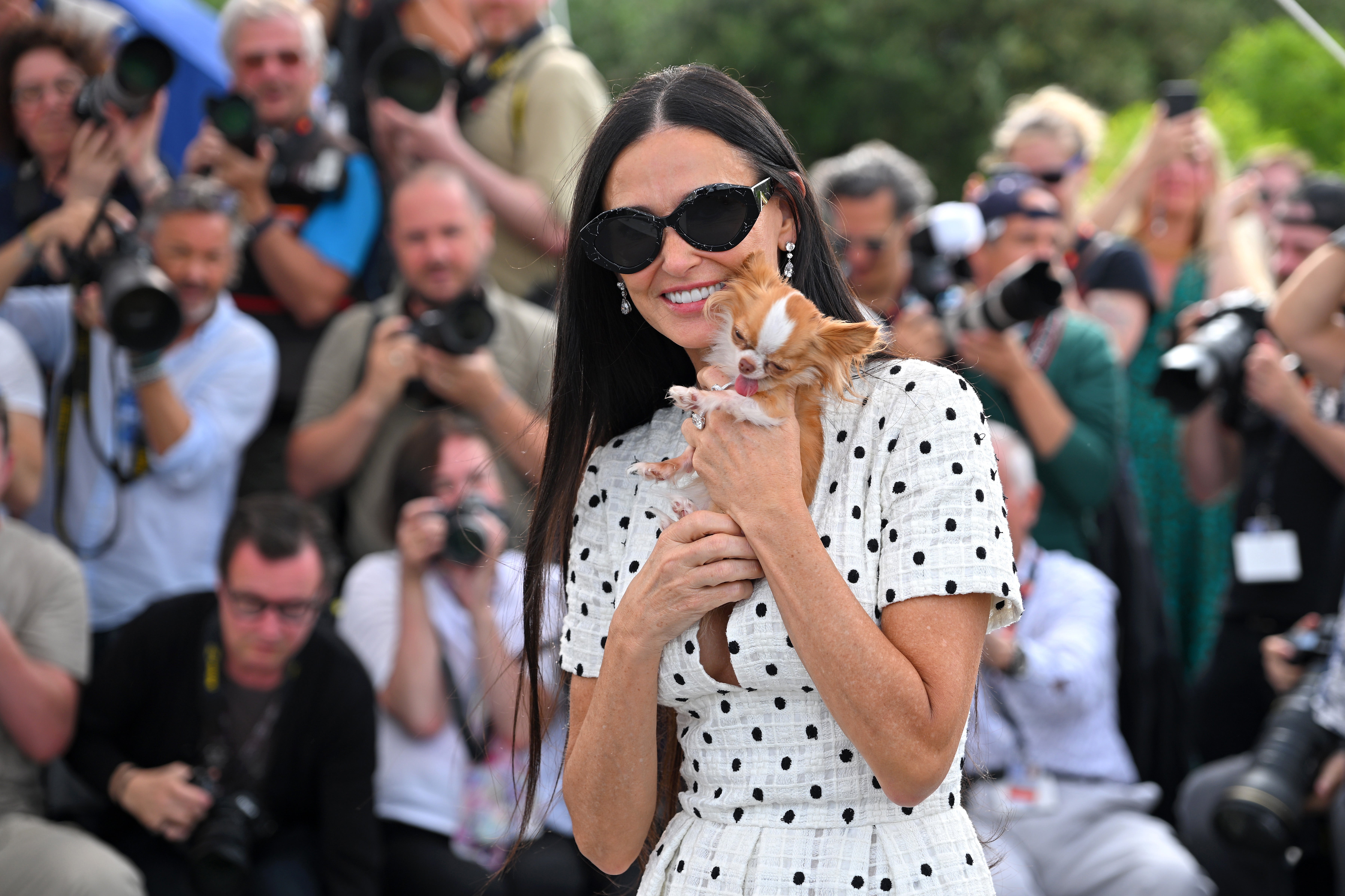 Demi Moore attends the ‘The Substance’ photocall at the 77th annual Cannes Film Festival on Monday