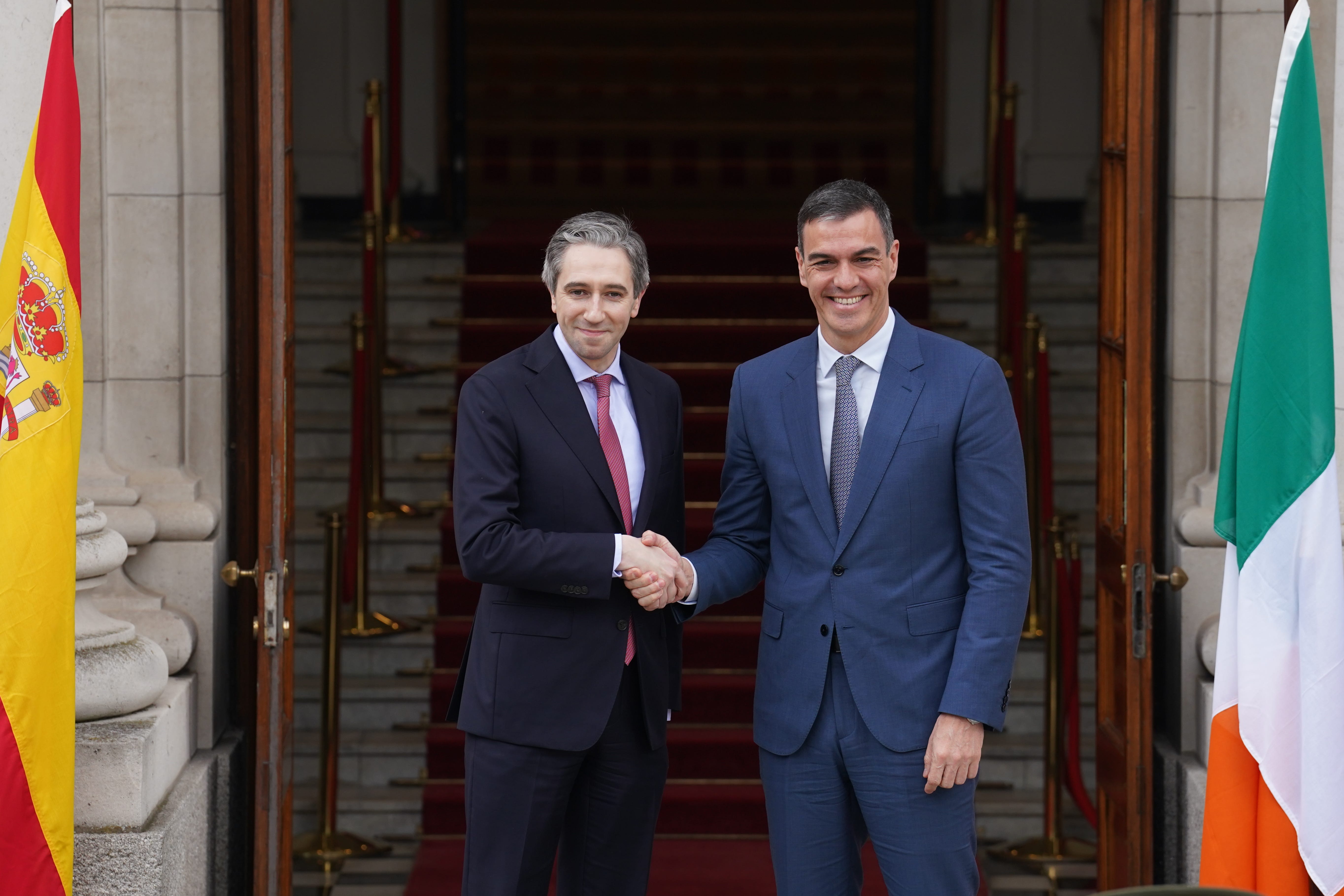 Taoiseach Simon Harris and Spanish Prime Minister Pedro Sanchez (Brian Lawless/PA)