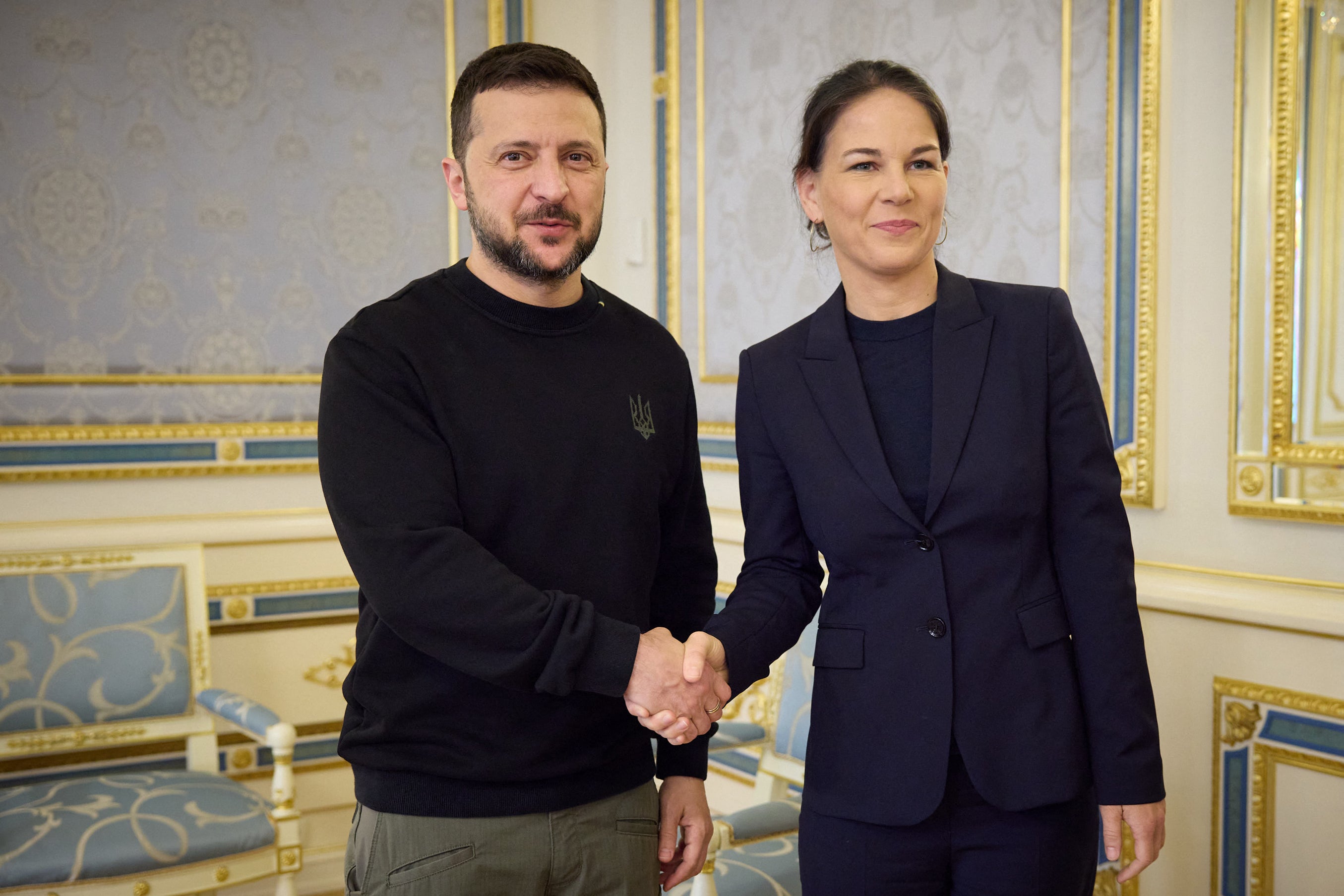 Ukraine's President Volodymyr Zelensky with Annalena Baerbock