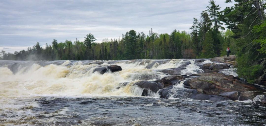 Curtain Falls, a waterfall located on the border between the US and Canada. The bodies of two canoeists have been found after being swept away