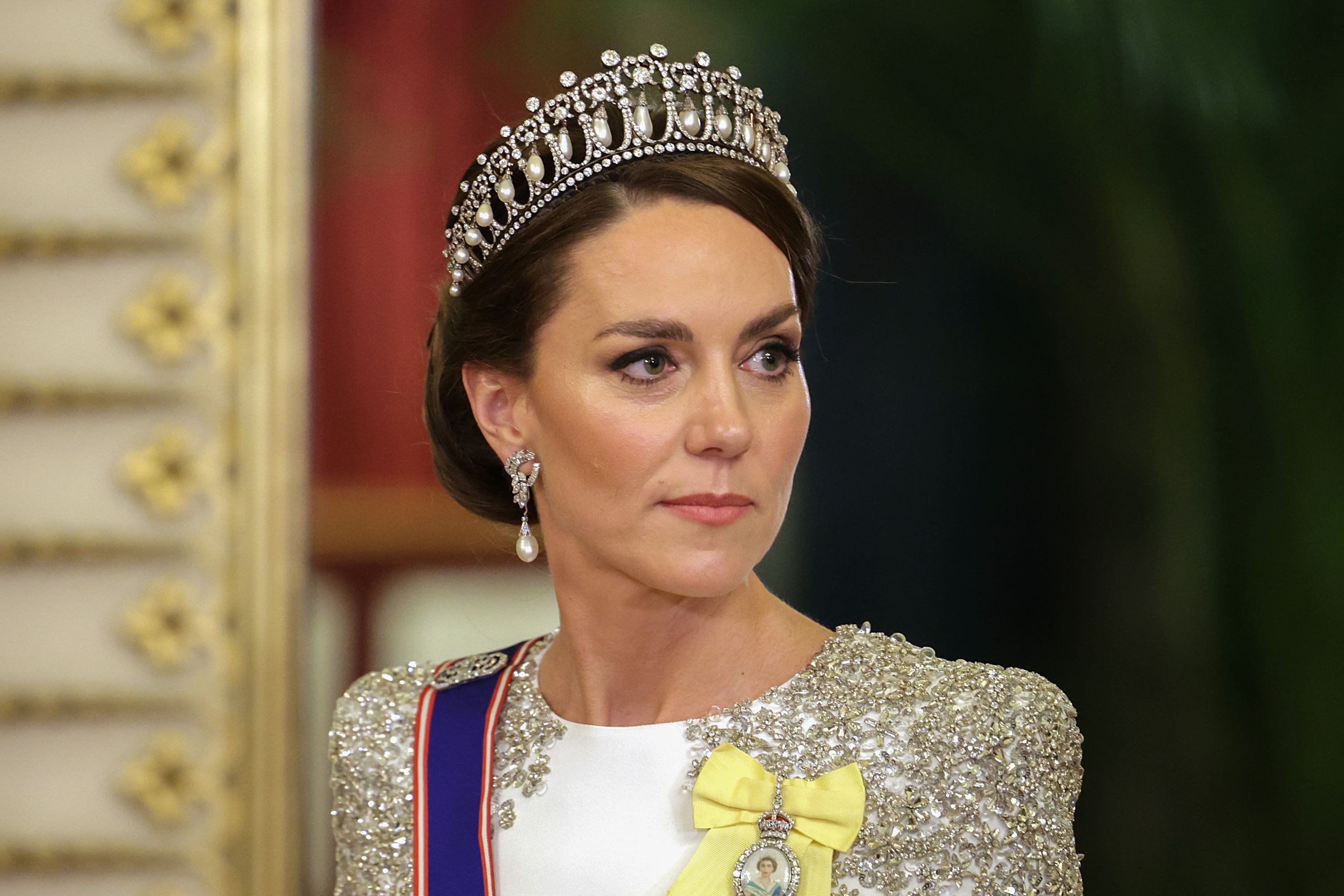 A photo of the Princess of Wales during the first state banquet of the King’s reign, which inspired Hannah Uzor’s portrait of Kate for Tatler (Chris Jackson/PA)