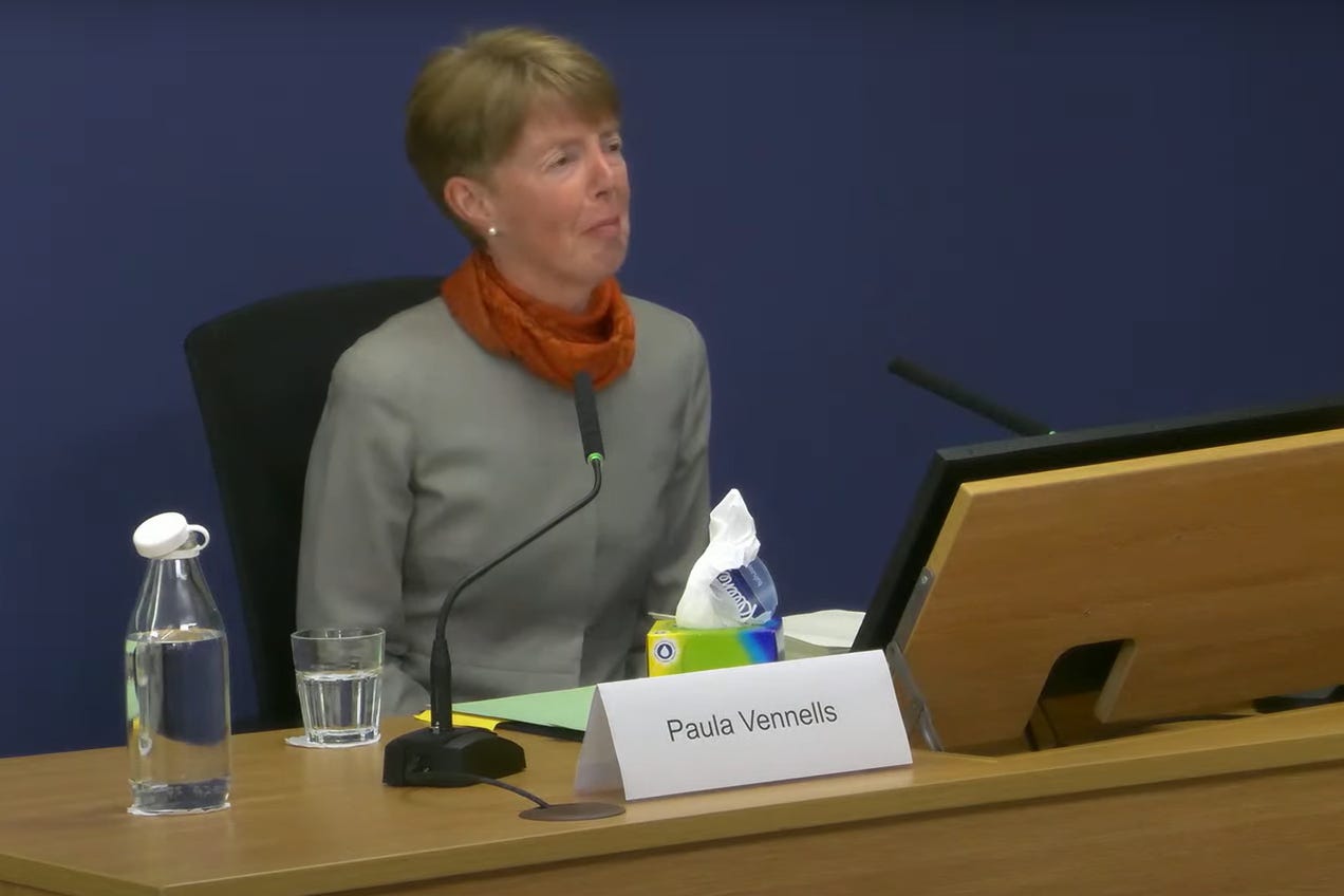 Former Post Office boss Paula Vennells became tearful during her evidence at the Post Office Horizon IT Inquiry (Post Office Horizon IT Inquiry/PA)