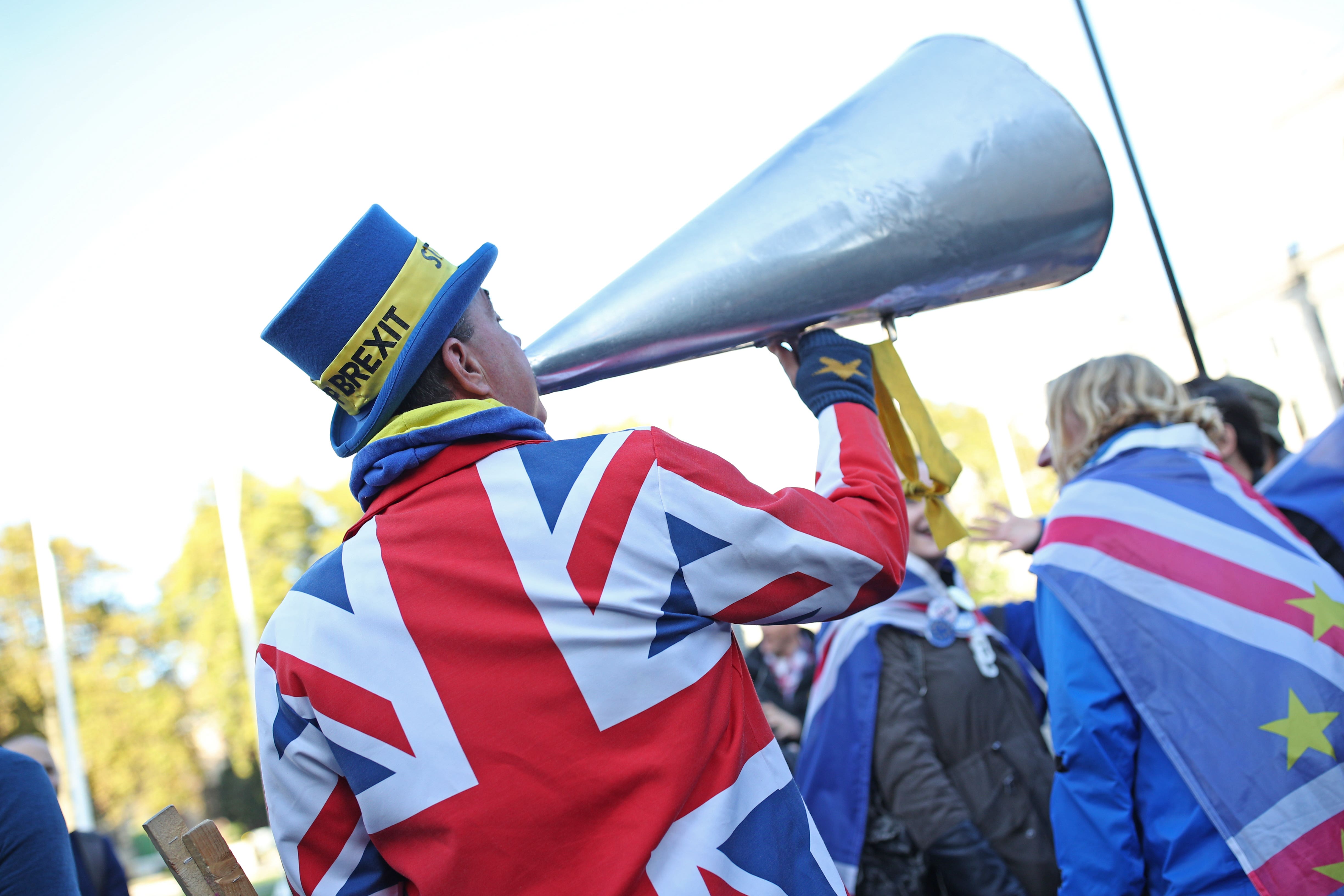 Anti-Brexit protester Steve Bray outside the Houses of Parliament (Yui Mok/PA).