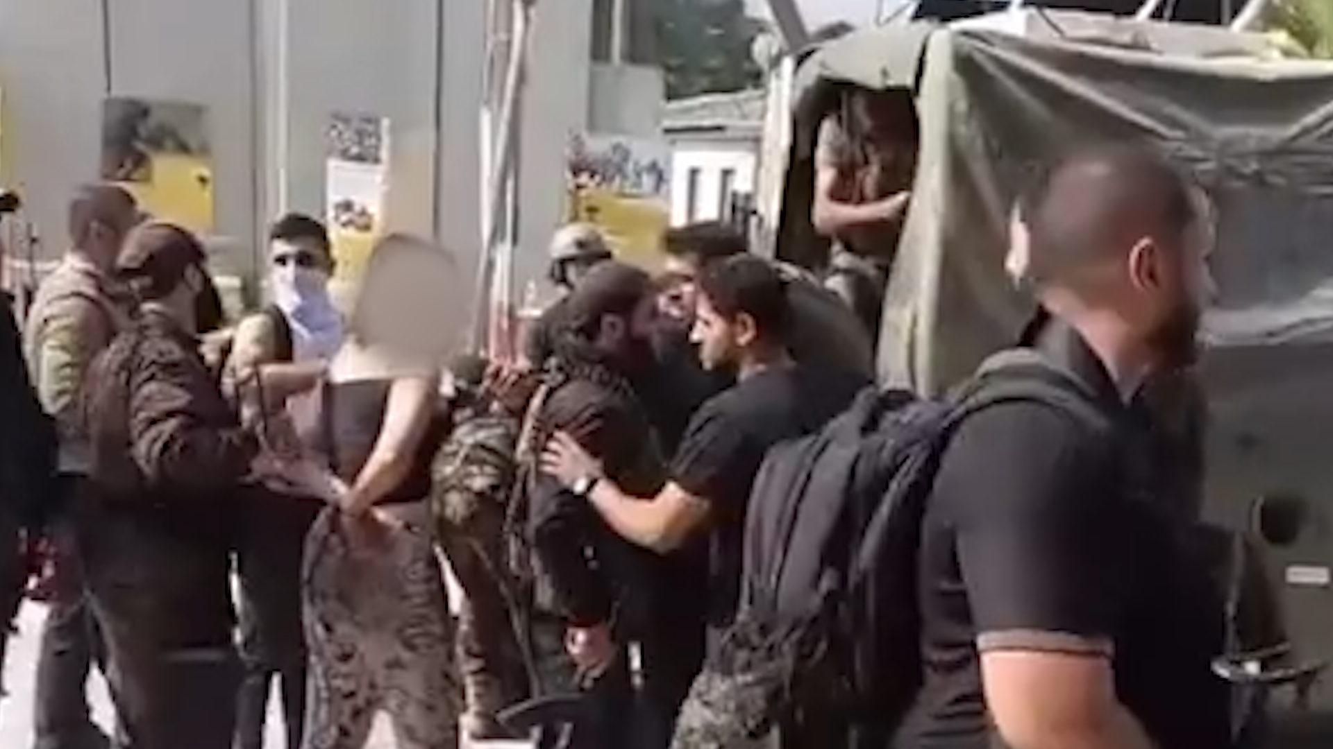 Still from a video showing the capture of Israeli women soldiers during the 7 October attack