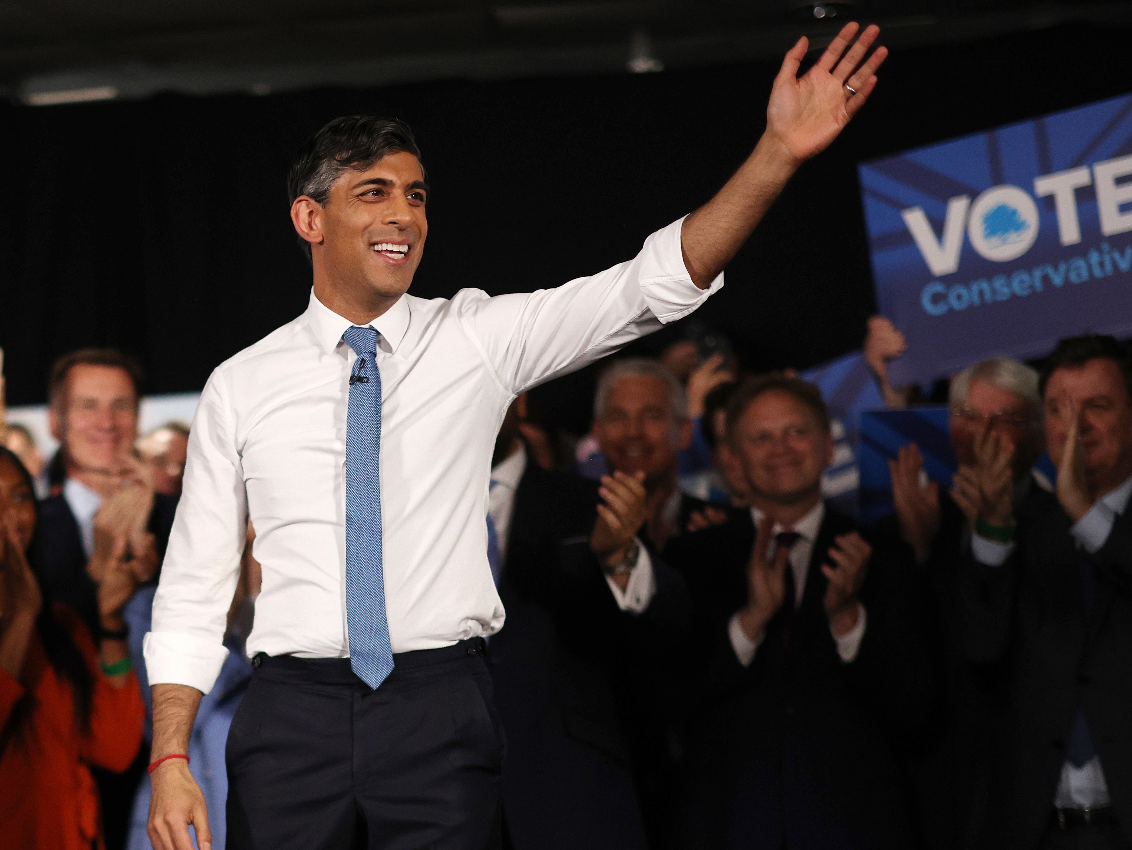 Rishi Sunak speaks to delegates and party members as he launches the Conservative Party general election campaign at the ExCel Centre